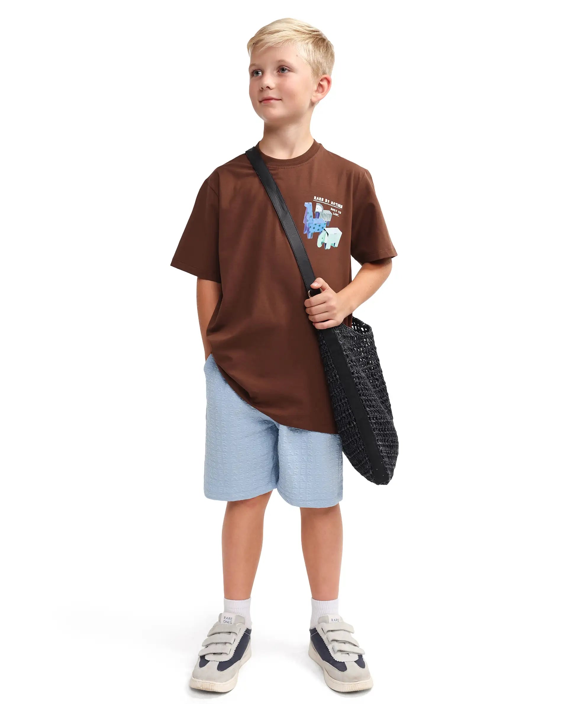 Rare Ones Kids Oleg Brown Cotton Blend Pull-On Closure Puff Print Regular Fit T-Shirt