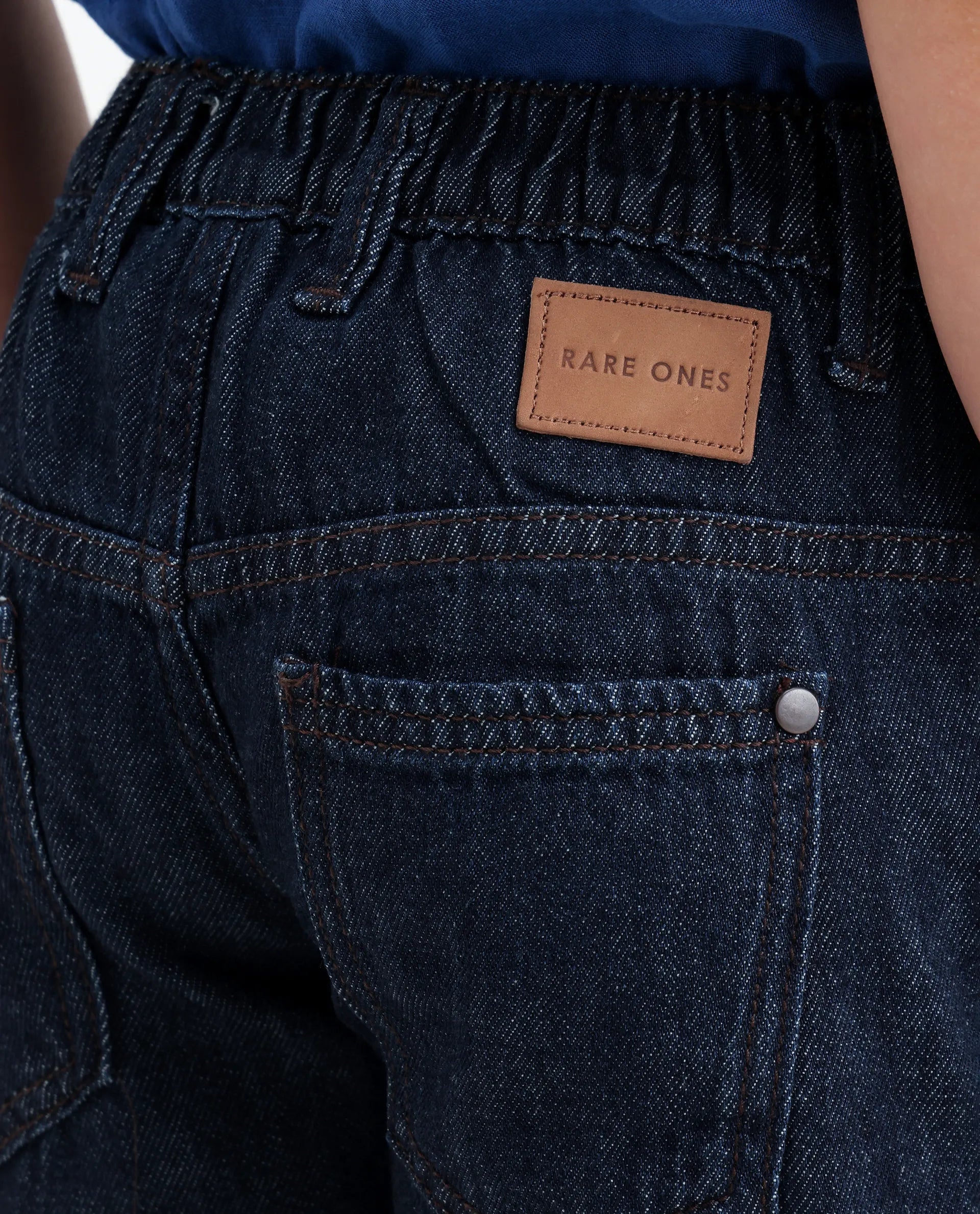 Rare Ones Kids Kaso Dark Navy Cotton Fabric Button And Zipper Closure Regular Fit Jeans