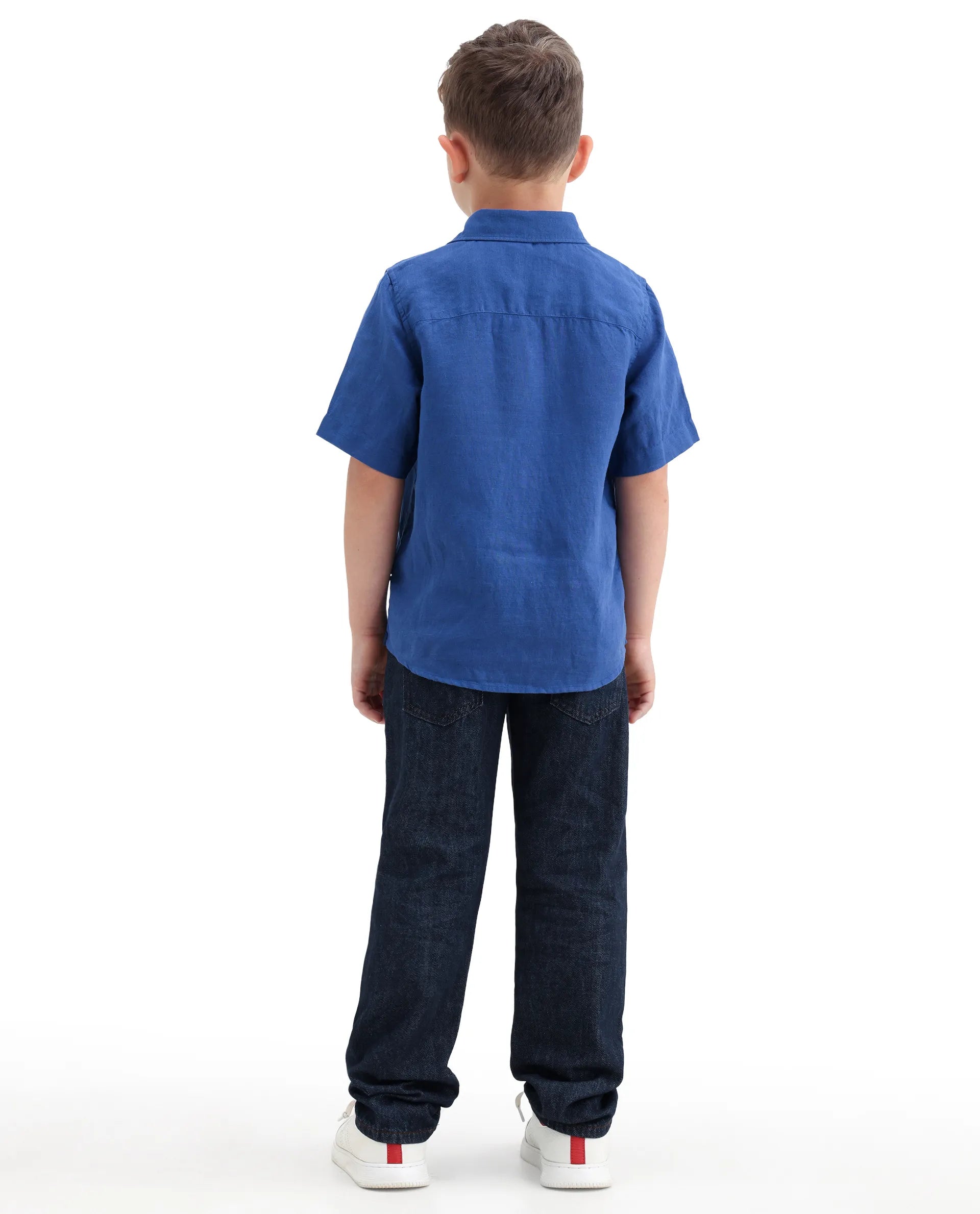 Rare Ones Kids Kaso Dark Navy Cotton Fabric Button And Zipper Closure Regular Fit Jeans