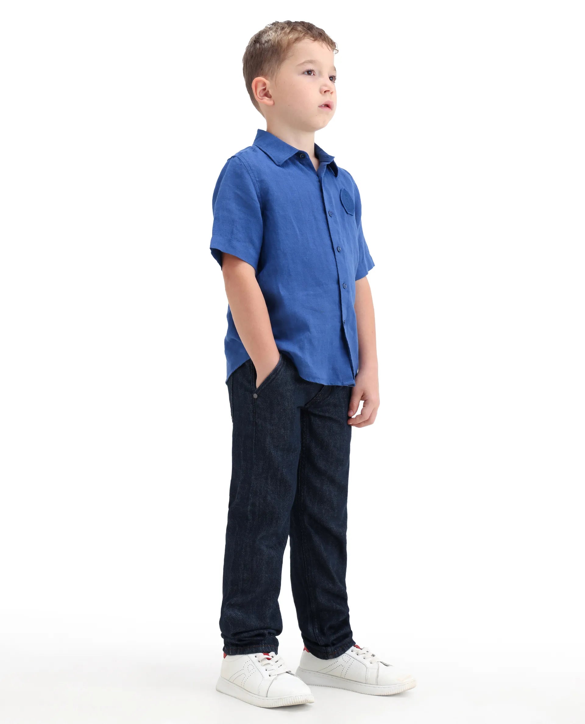Rare Ones Kids Kaso Dark Navy Cotton Fabric Button And Zipper Closure Regular Fit Jeans