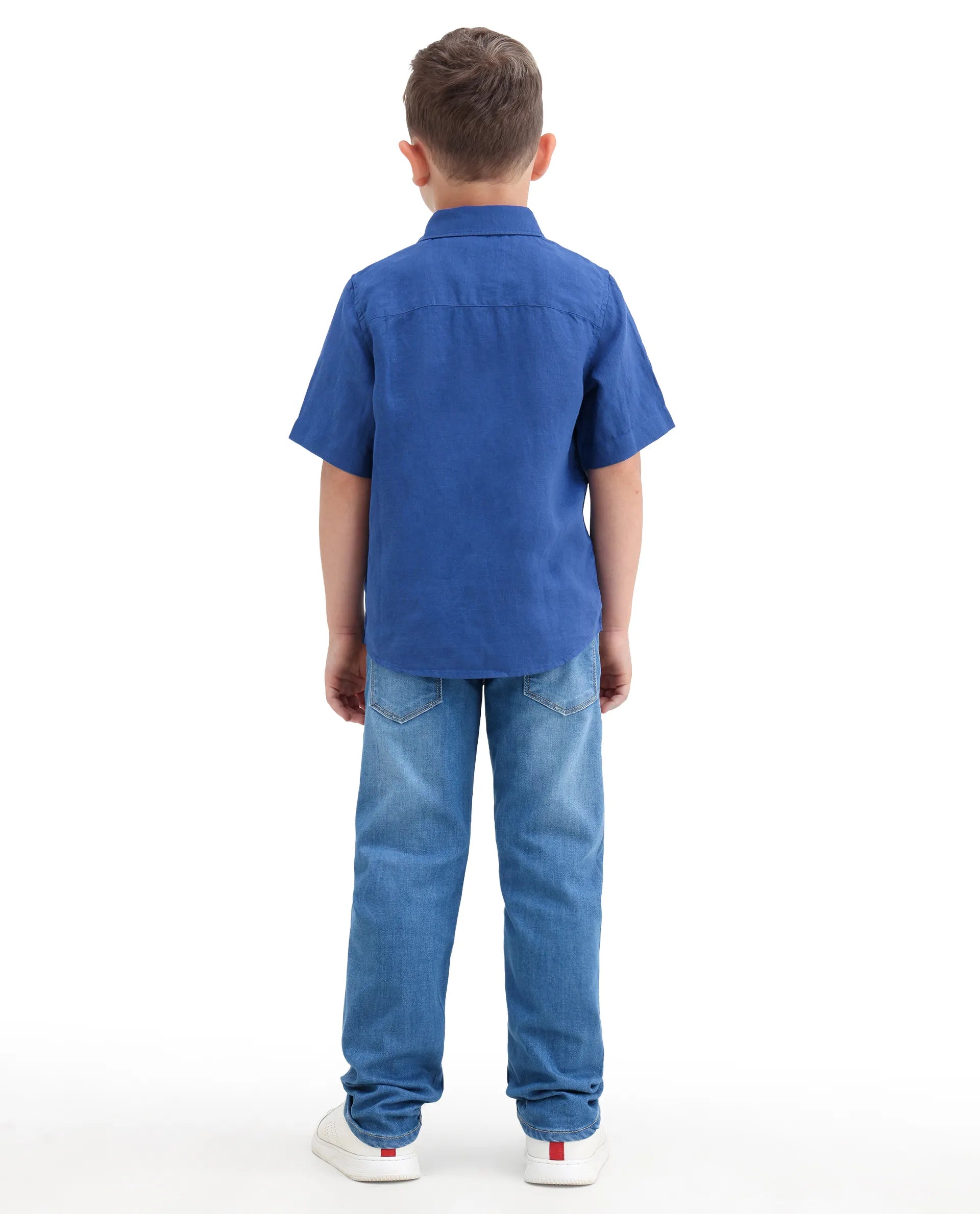 Rare Ones Kids Peter Light Blue Cotton Blend Fabric Pull-On Closure Regular Fit Jeans