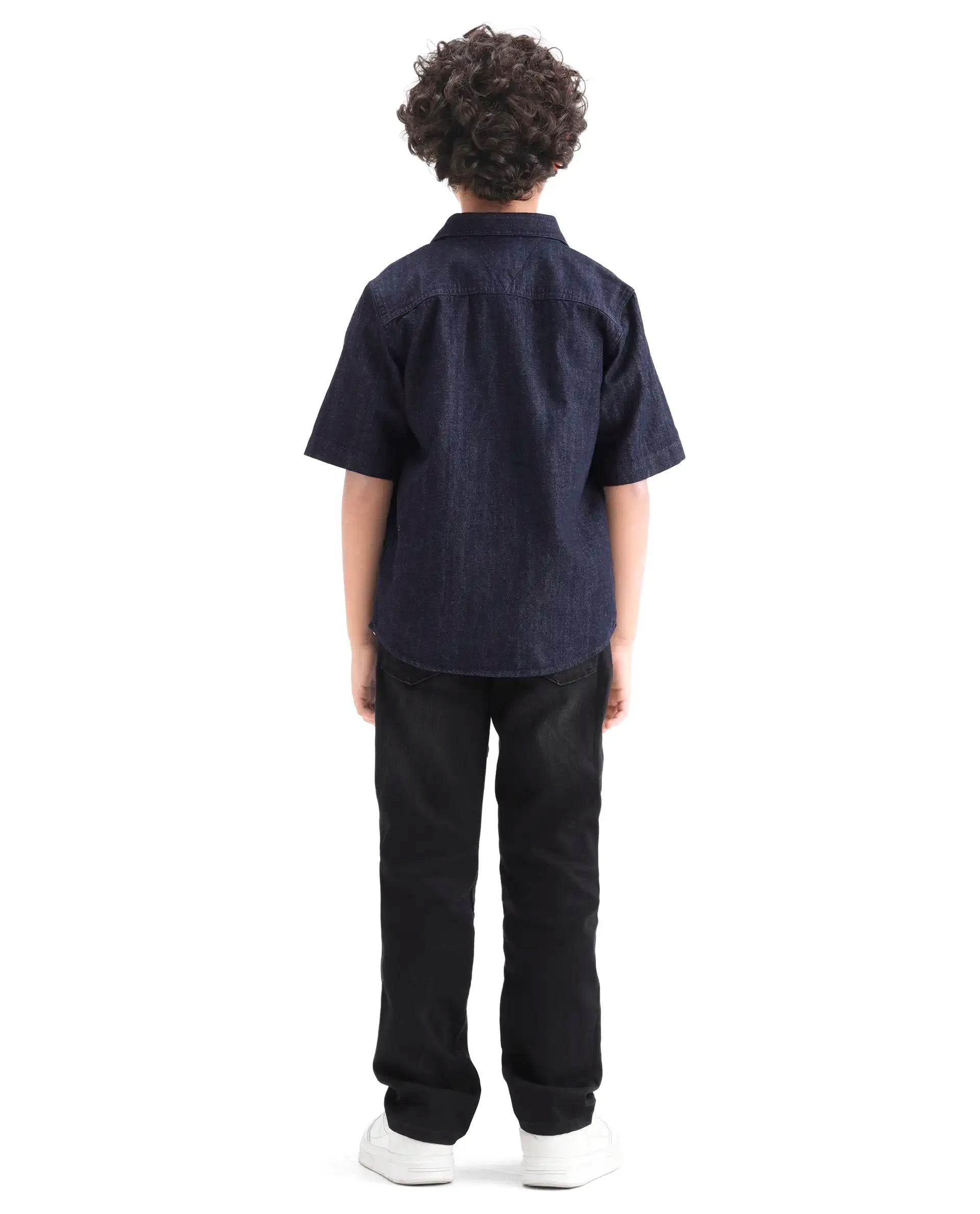 Rare Ones Kids Khai Black Cotton Blend Fabric Pull-On Closure Regular Fit Jeans