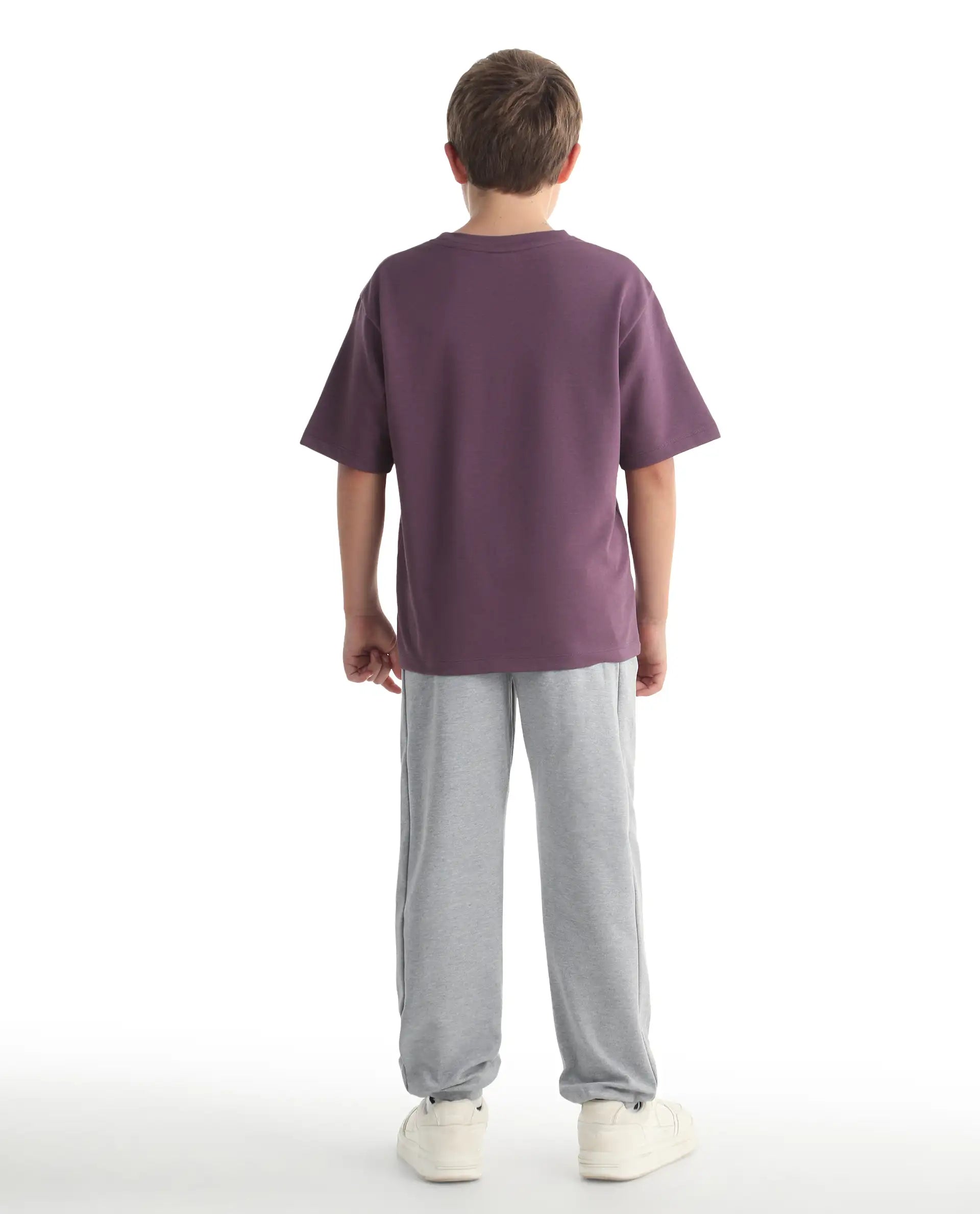 Rare Ones Kids Gwen Melange Grey Cotton Blend Fabric Drawstring Closure Cut & Sew Jogger Fit Track Pant