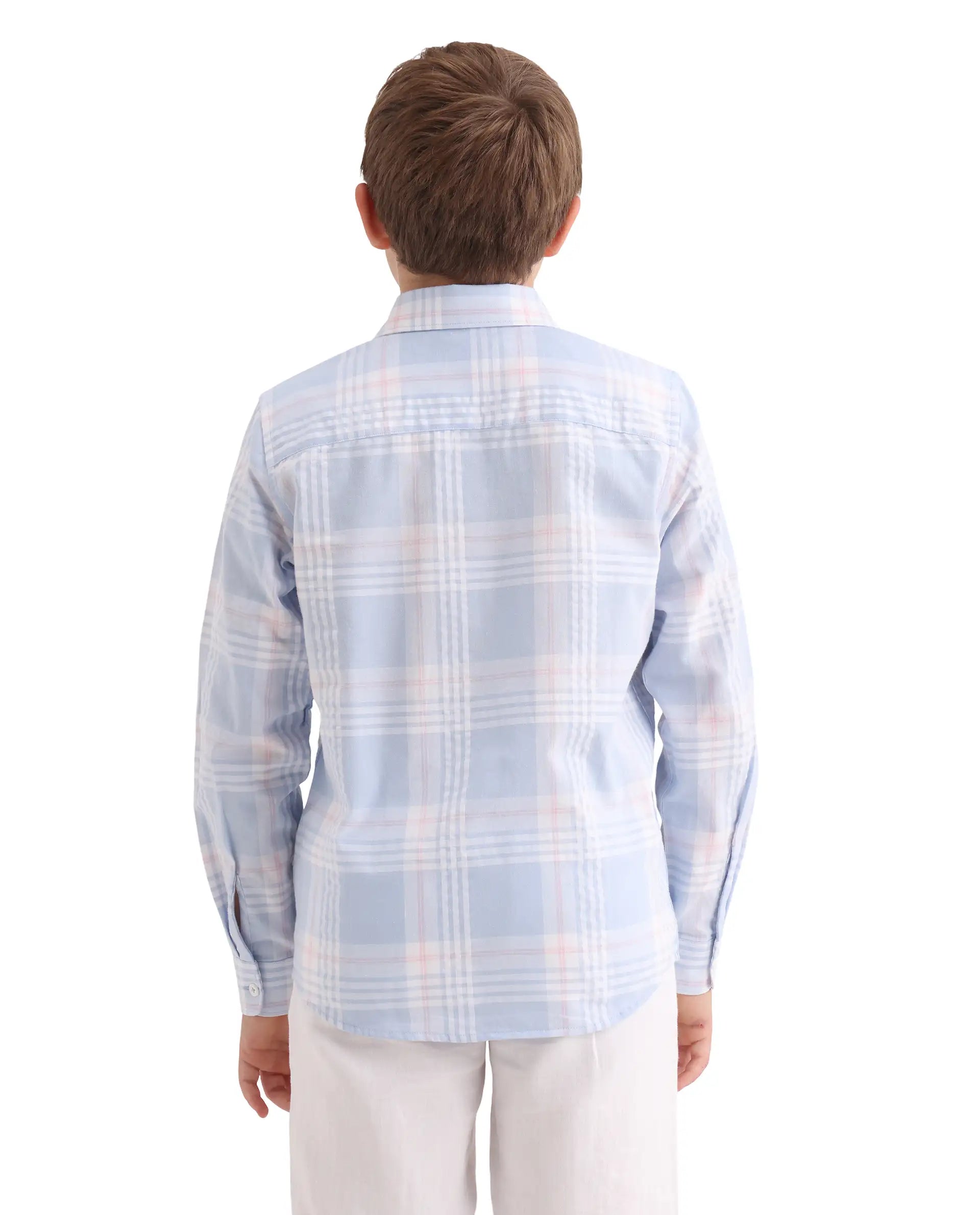 Rare Ones Kids Dov Light Blue Cotton Fabric Button Closure Regular Fit Shirt