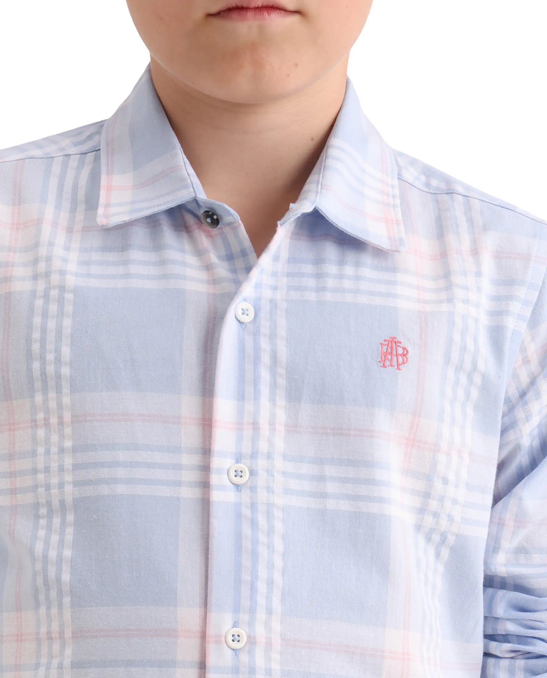 Rare Ones Kids Dov Light Blue Cotton Fabric Button Closure Regular Fit Shirt