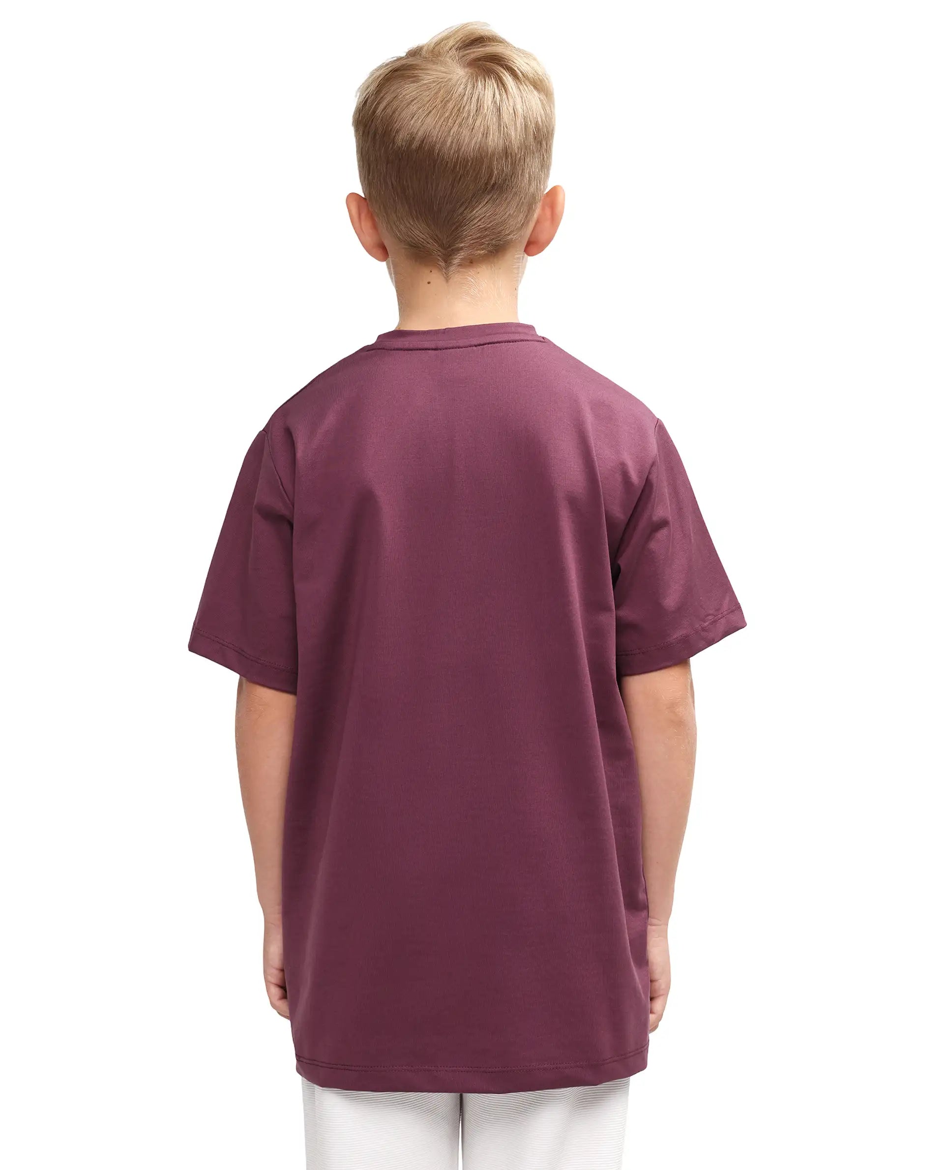 Rare Ones Kids Jonty Dusky Purple Cotton Fabric Pull-On Closure Badge Applique Regular Fit T-Shirt