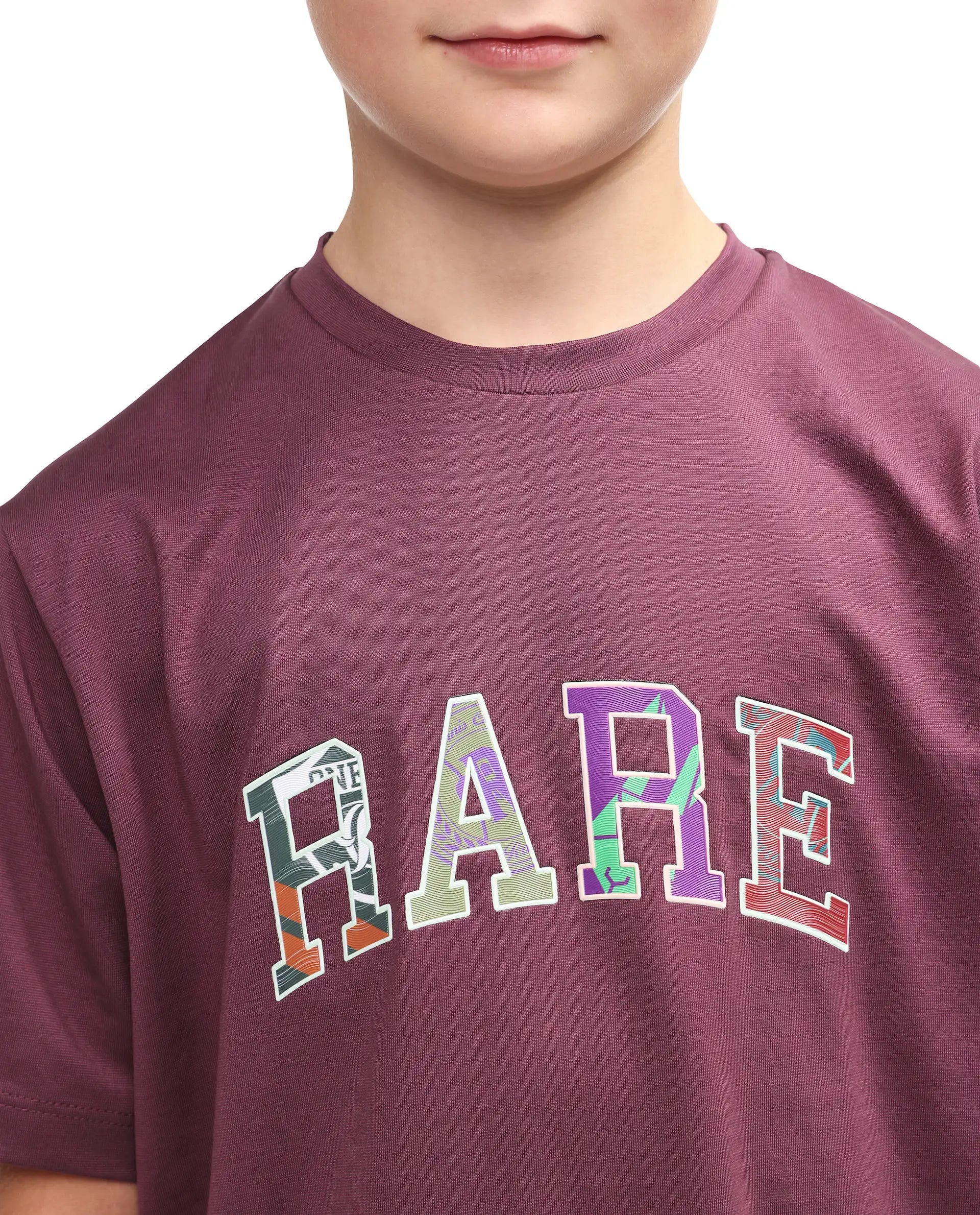 Rare Ones Kids Jonty Dusky Purple Cotton Fabric Pull-On Closure Badge Applique Regular Fit T-Shirt