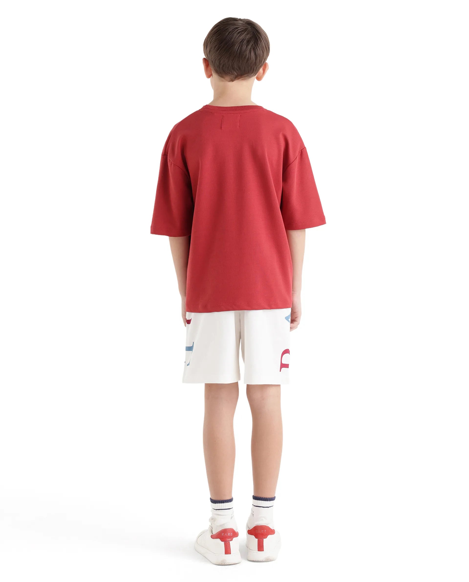 Rare Ones Kids Rixo-B White Cotton Fabric Drawstring Closure Pigment Print Regular Fit Shorts