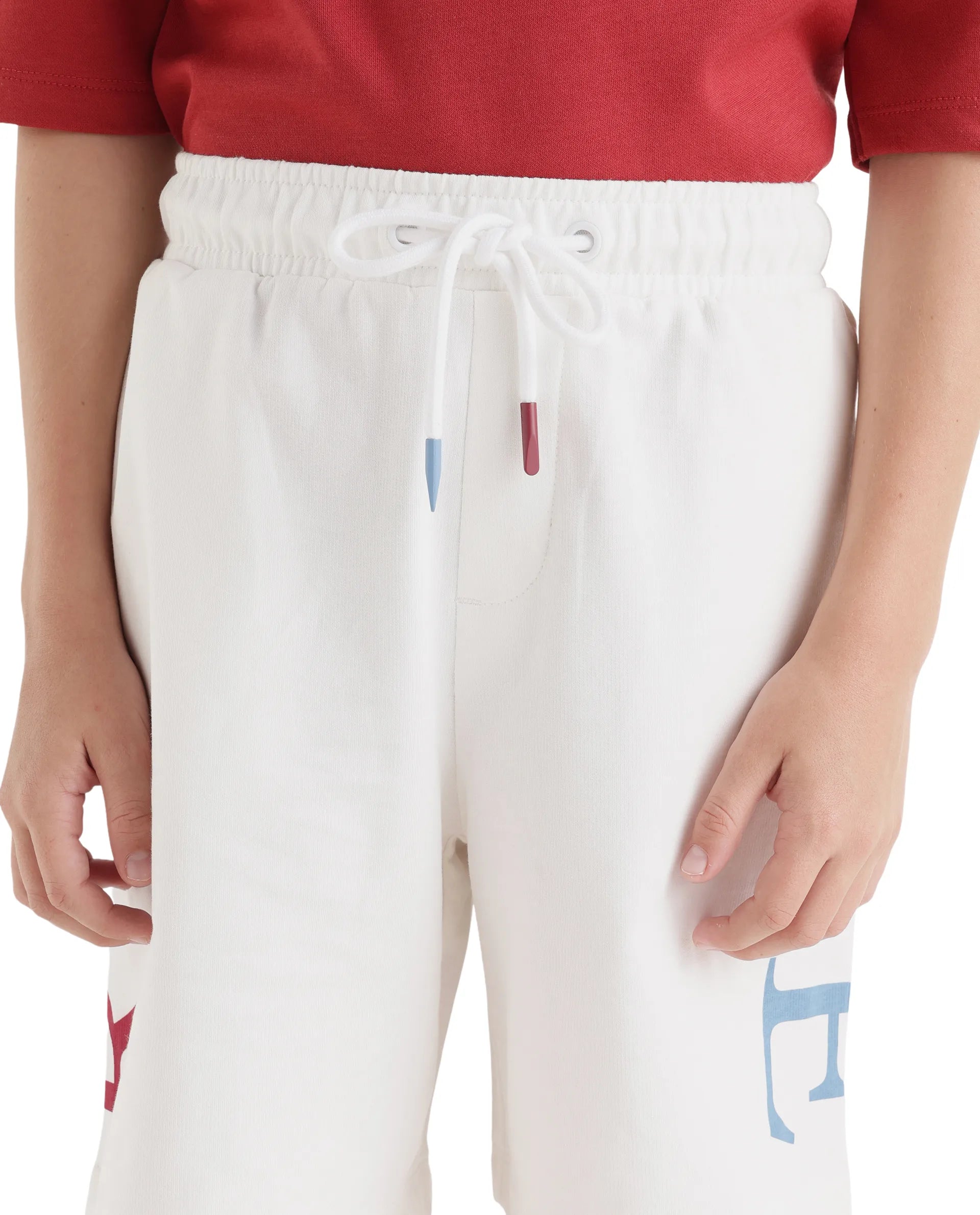 Rare Ones Kids Rixo-B White Cotton Fabric Drawstring Closure Pigment Print Regular Fit Shorts