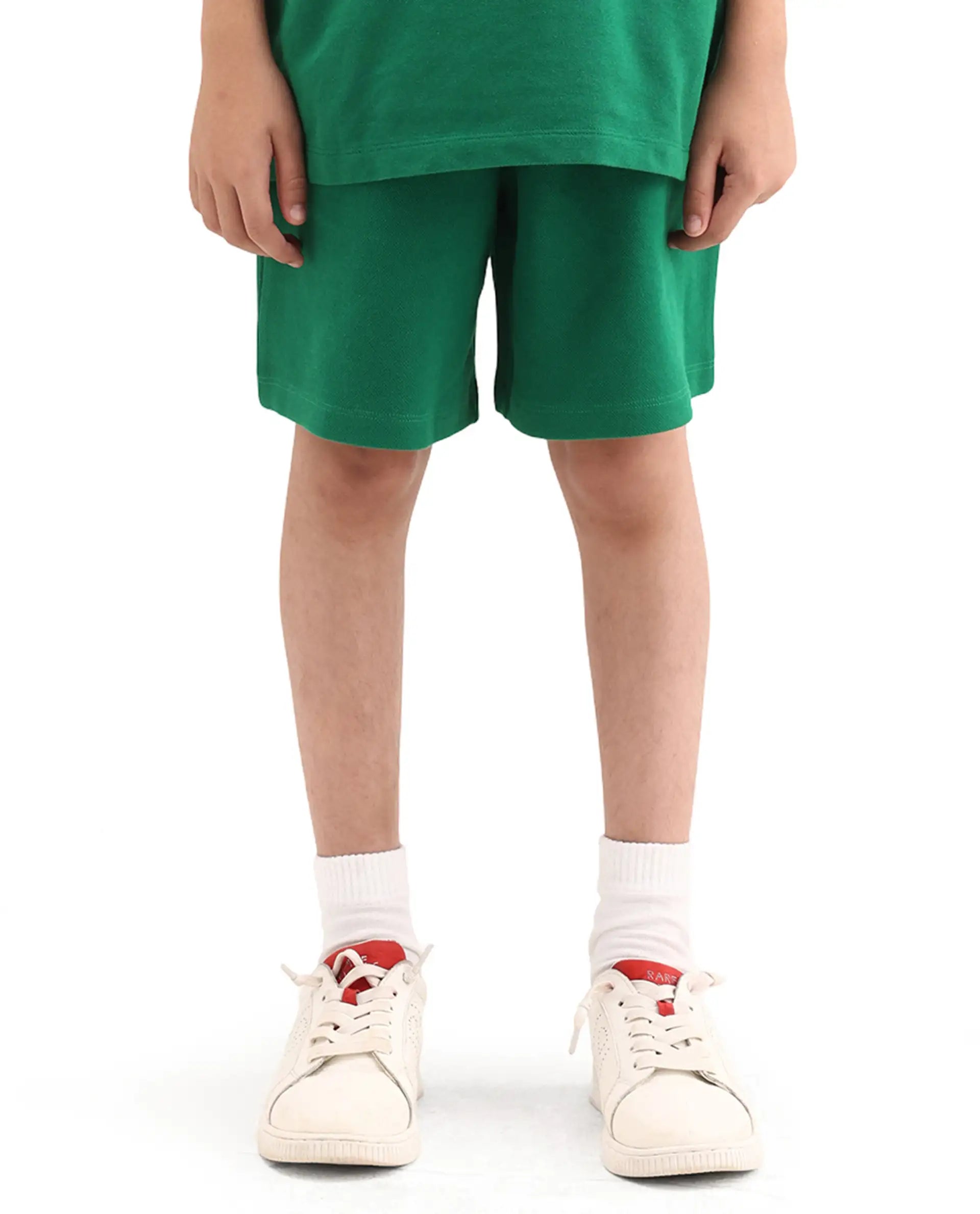 Rare Ones Kids Heros-B Green Polyester Blend Fabric Button And Zipper Closure Hd Print Regular Fit Shorts
