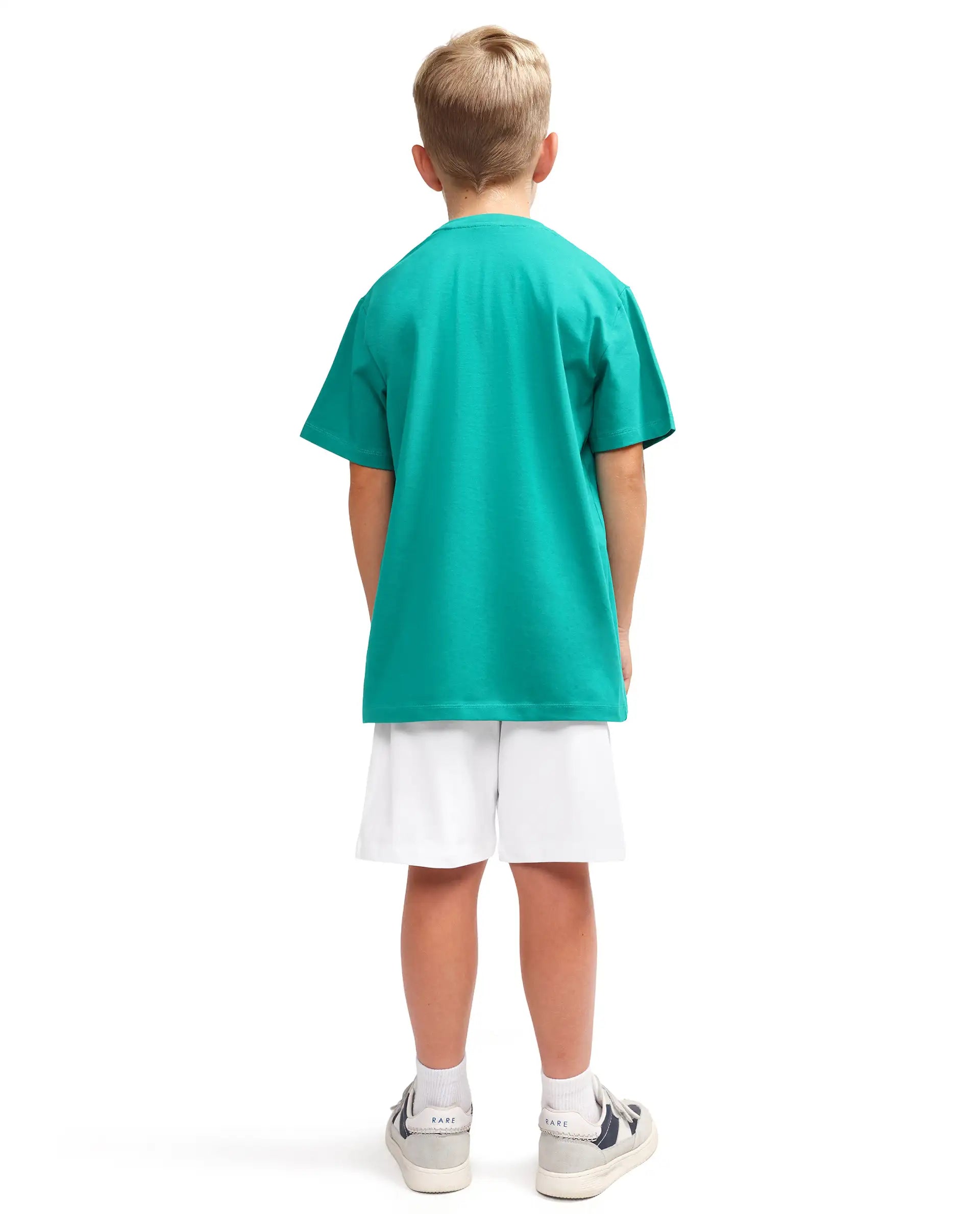 Rare Ones Kids Dream-B White Cotton Fabric Drawstring Closure Badge Applique Regular Fit Shorts