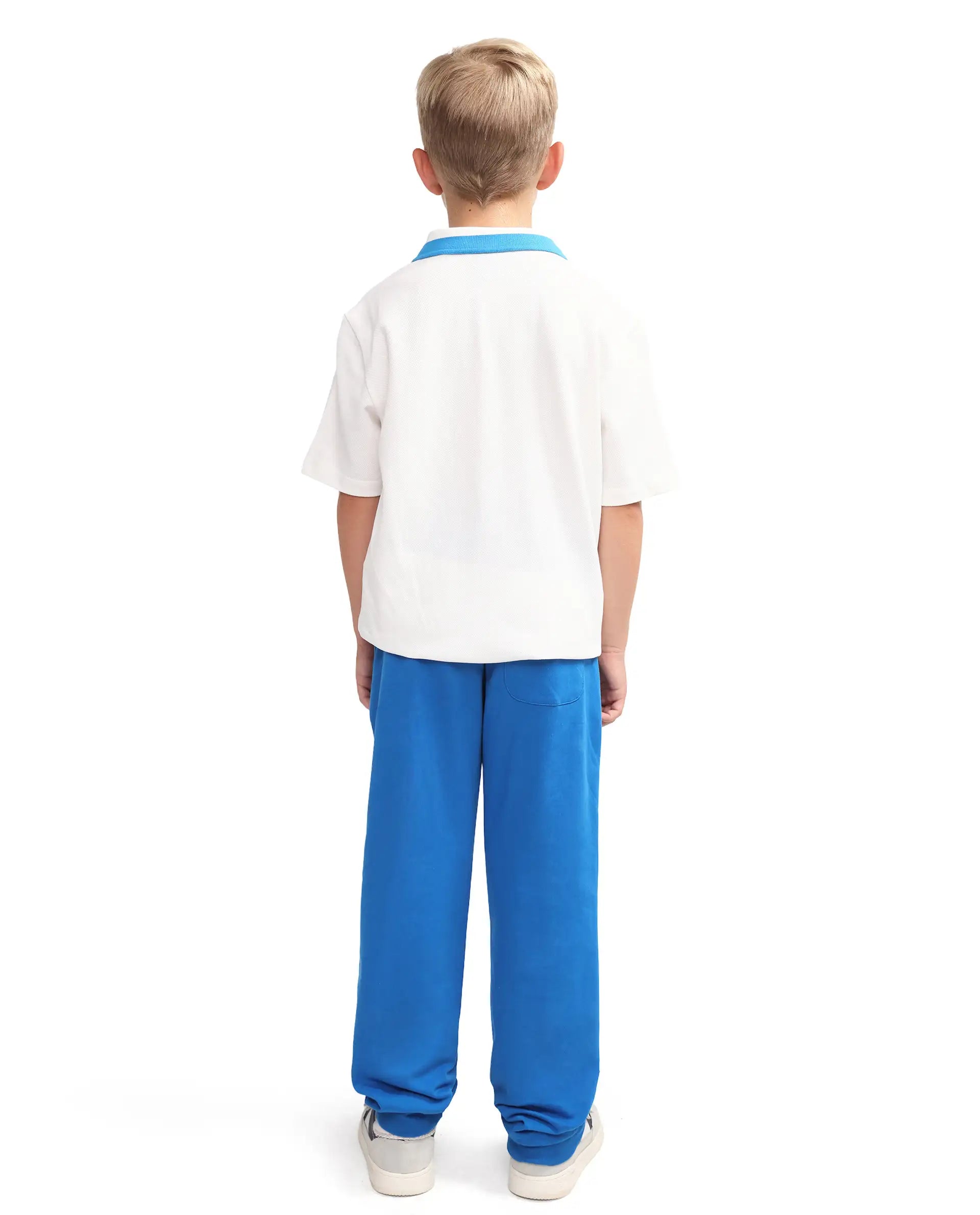 Rare Ones Kids Roni Blue Cotton Fabric Drawstring Closure Hd Print Jogger Fit Track Pant