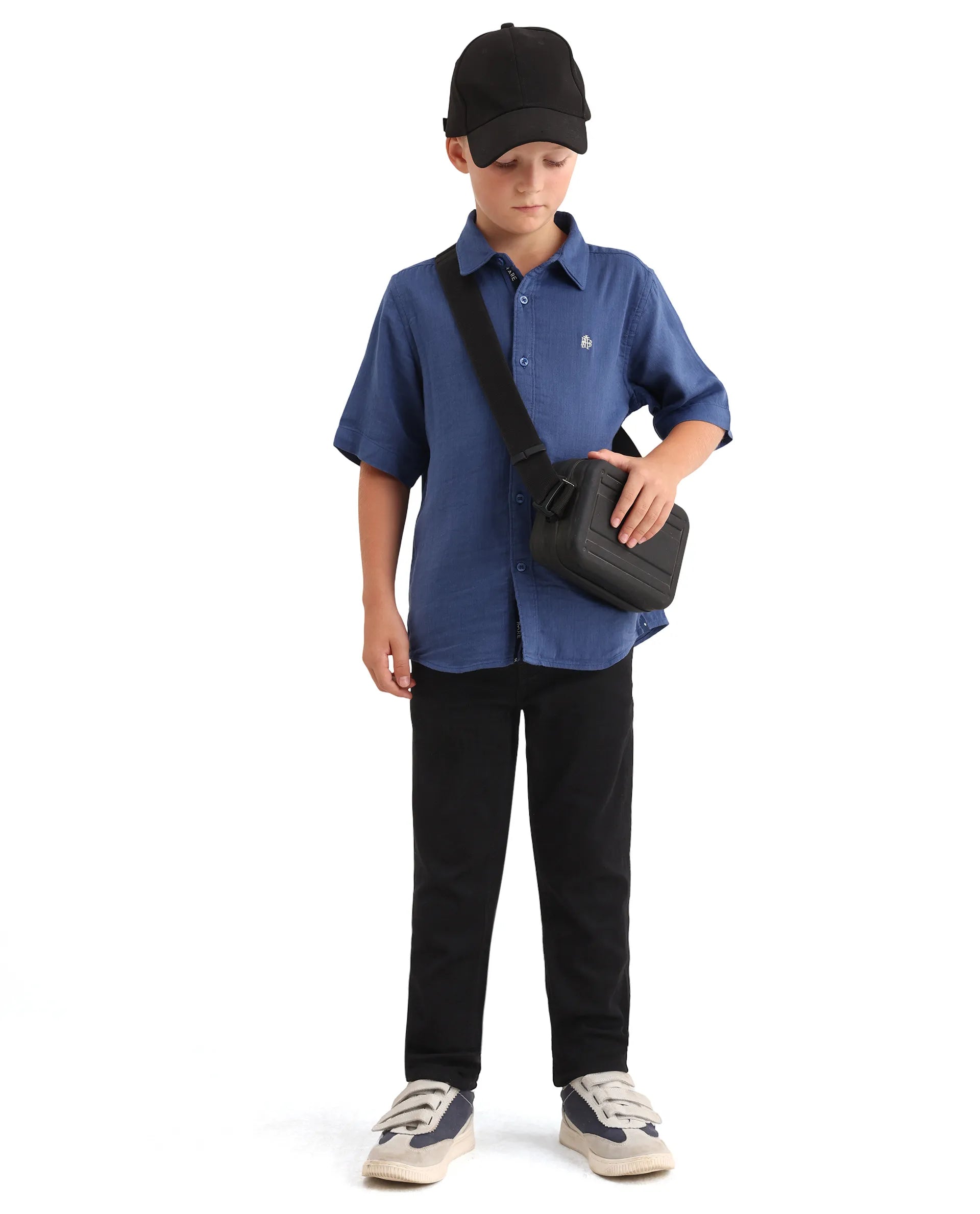 Rare Ones Kids Cove Black Cotton Blend Fabric Zipper Closure Slim Fit Jeans