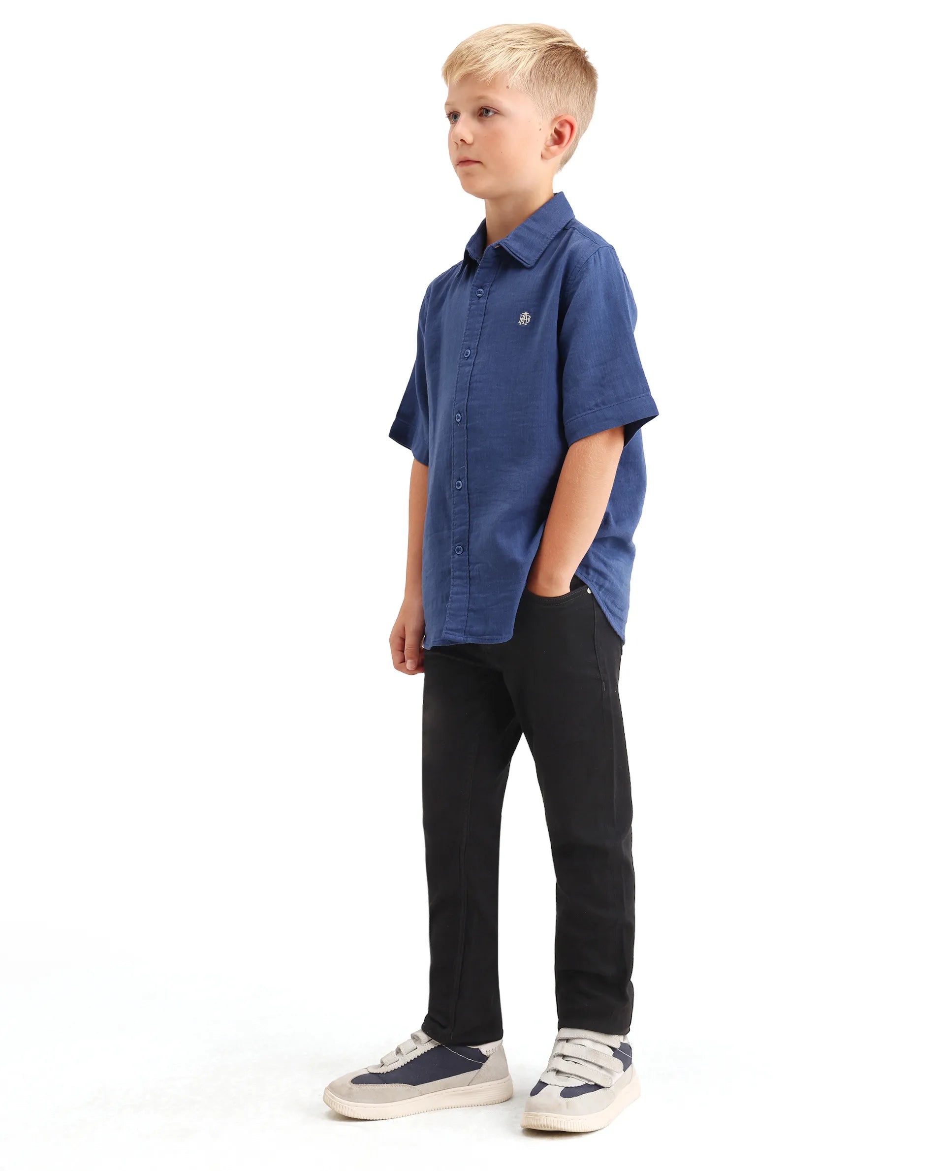 Rare Ones Kids Cove Black Cotton Blend Fabric Zipper Closure Slim Fit Jeans