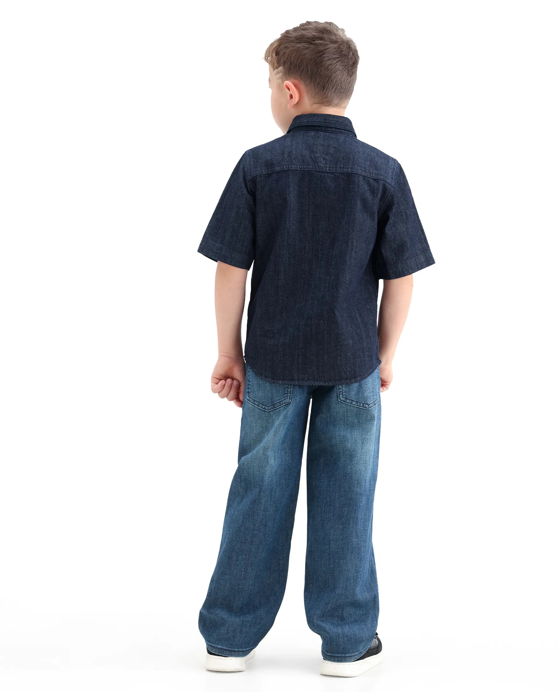 Rare Ones Kids Xavi-1 Dark Blue Cotton Blend Fabric Zipper Closure Relaxed Fit Jeans