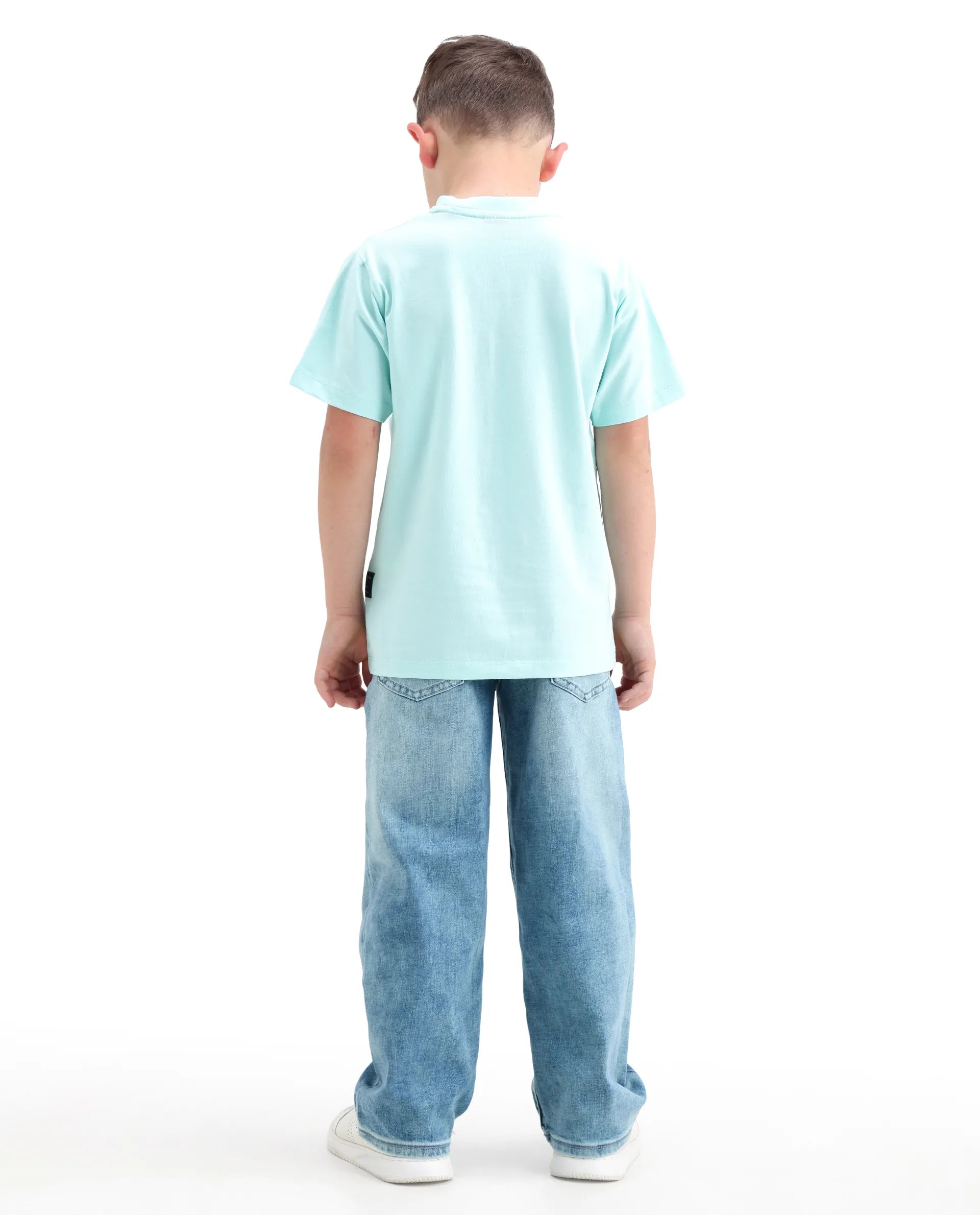 Rare Ones Kids Xavi-2 Light Blue Cotton Blend Fabric Zipper Closure Relaxed Fit Jeans