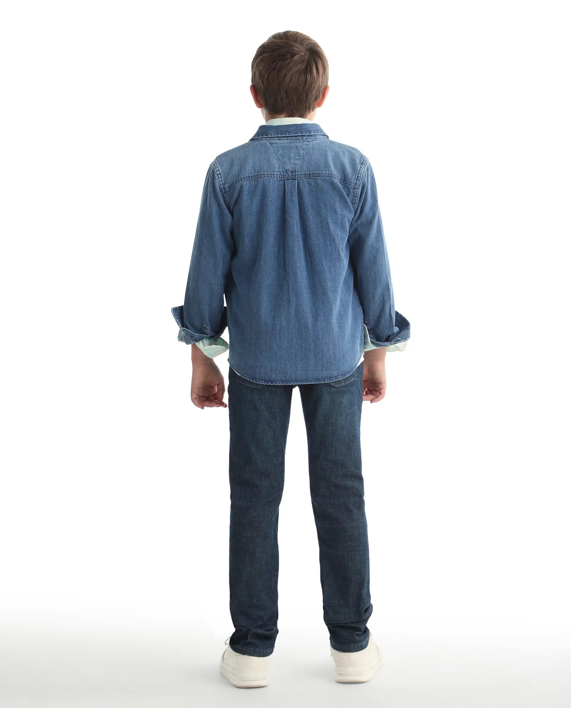 Rare Ones Kids Beck-1 Dark Blue Cotton Blend Fabric Drawstring Closure Slim Fit Jeans