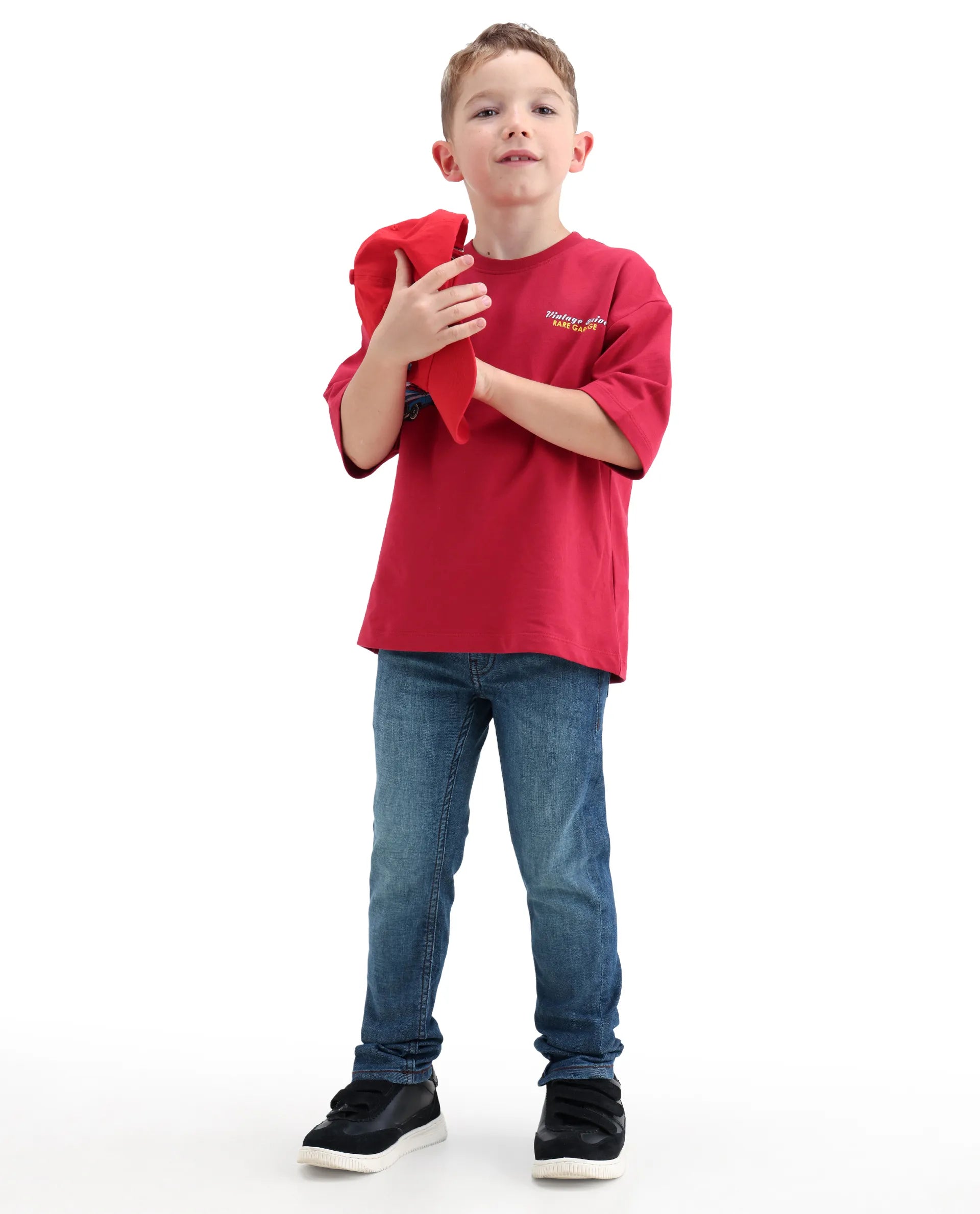 Rare Ones Kids Linus Light Blue Cotton Blend Fabric Zipper Closure Slim Fit Jeans