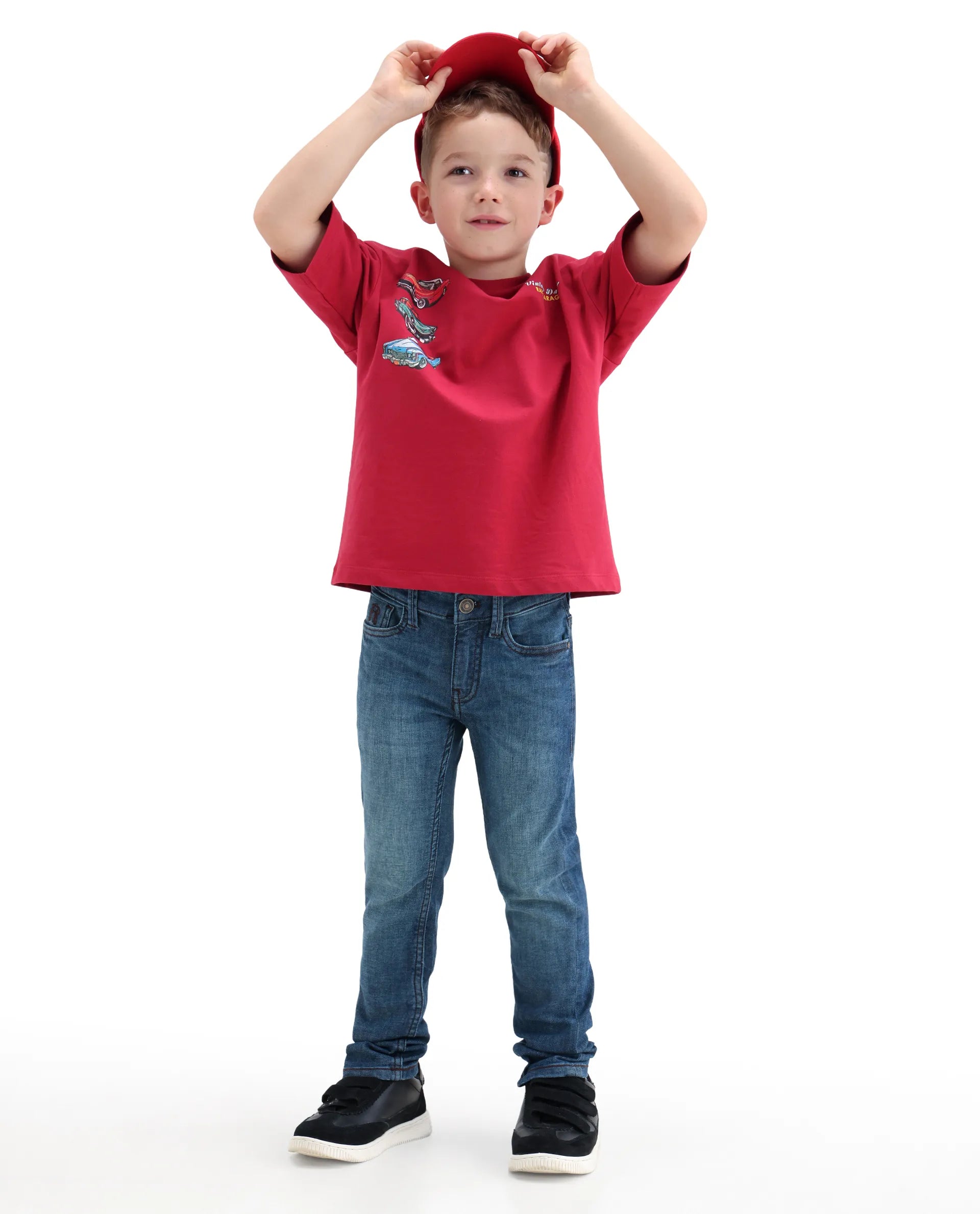 Rare Ones Kids Linus Light Blue Cotton Blend Fabric Zipper Closure Slim Fit Jeans
