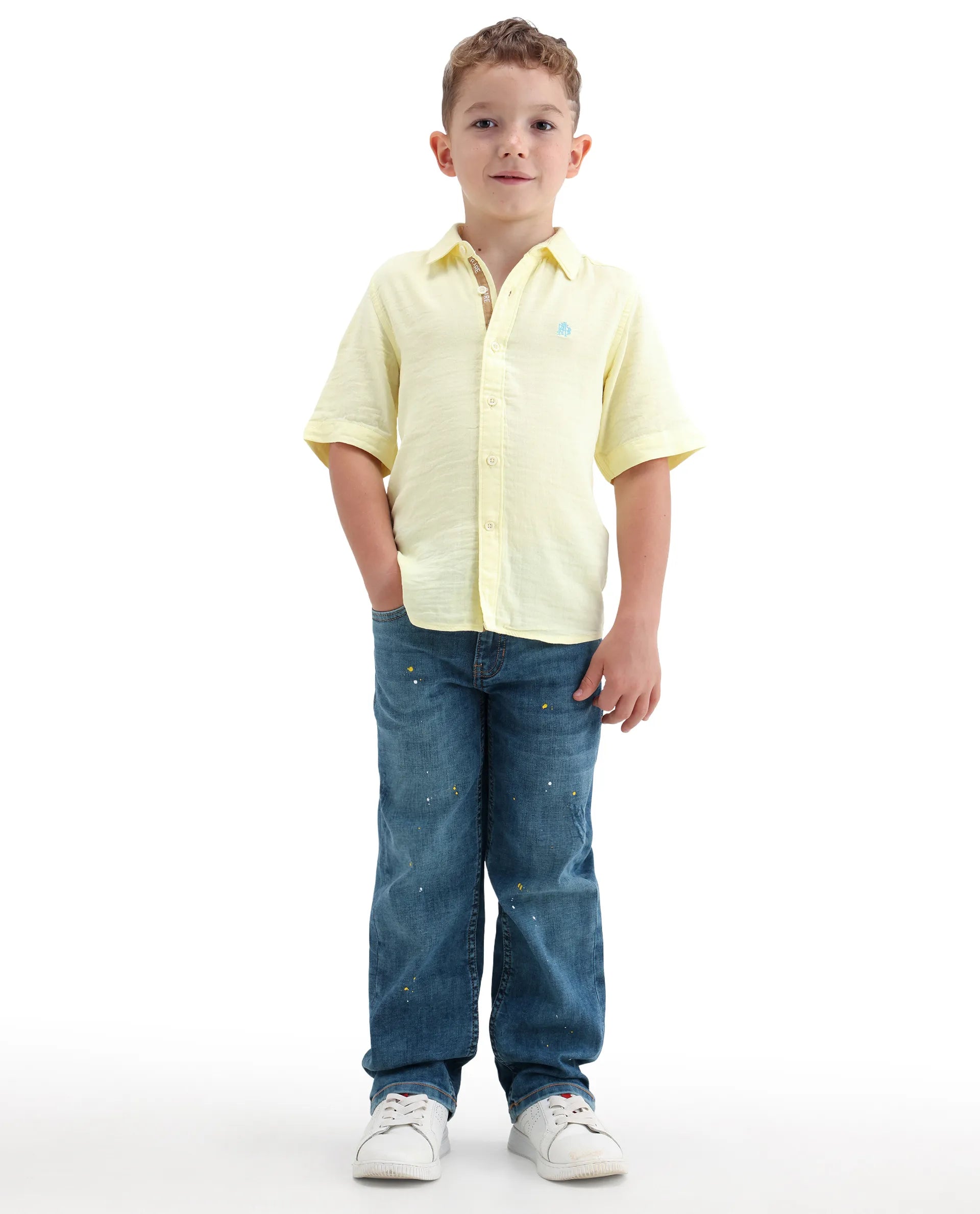 Rare Ones Kids Zigo Light Blue Cotton Blend Fabric Zipper Closure Relaxed Fit Jeans