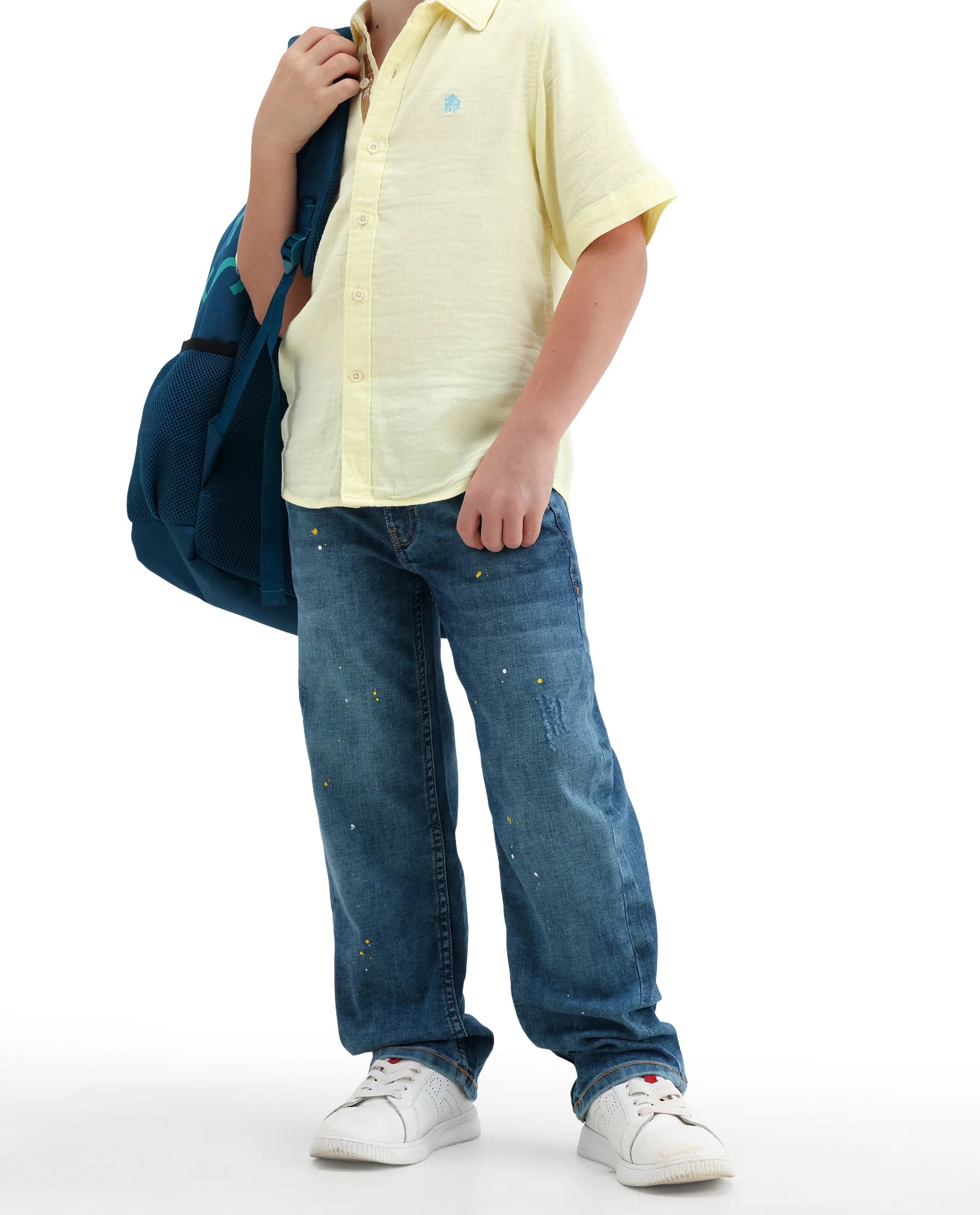 Rare Ones Kids Zigo Light Blue Cotton Blend Fabric Zipper Closure Relaxed Fit Jeans
