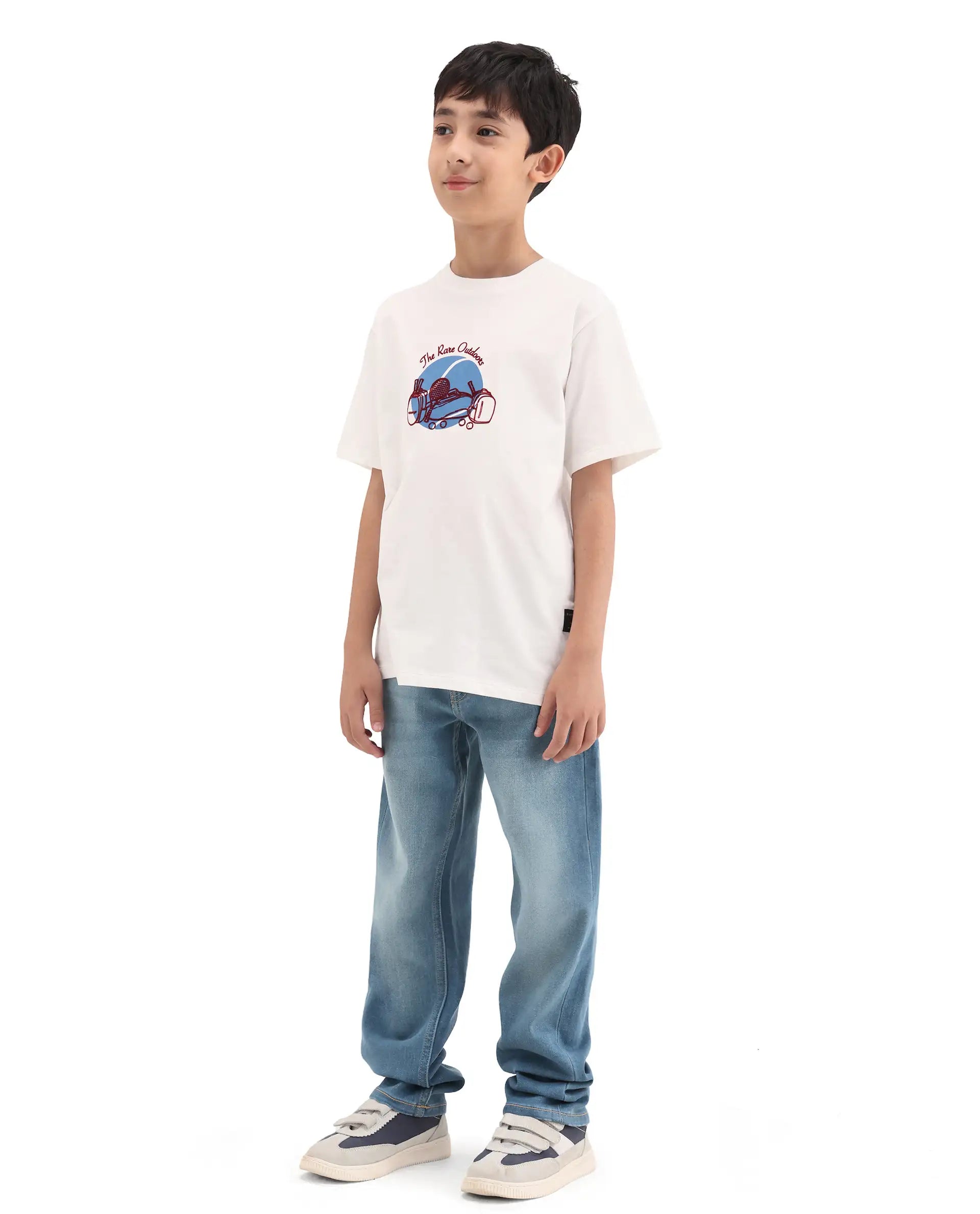 Rare Ones Kids Tom Blue Cotton Blend Fabric Zipper Closure Regular Fit Jeans