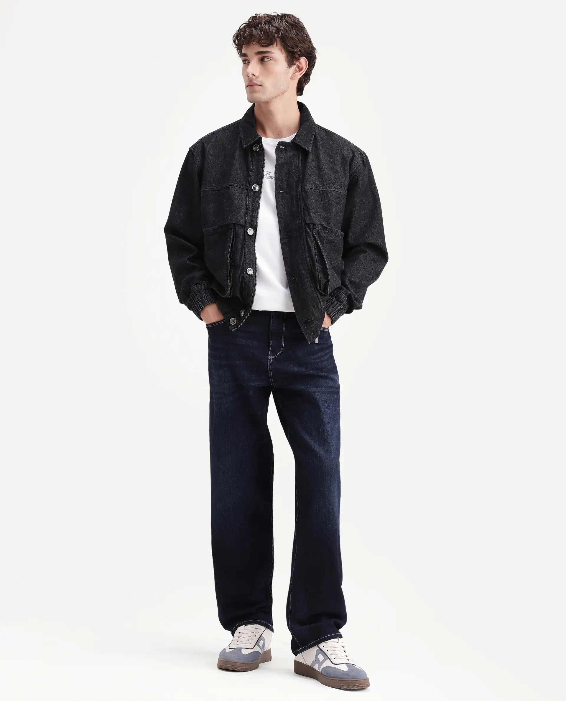 Rare Rabbit Men's Blay Dark Navy Cotton Blend Hawk Slim Regular Length Jeans