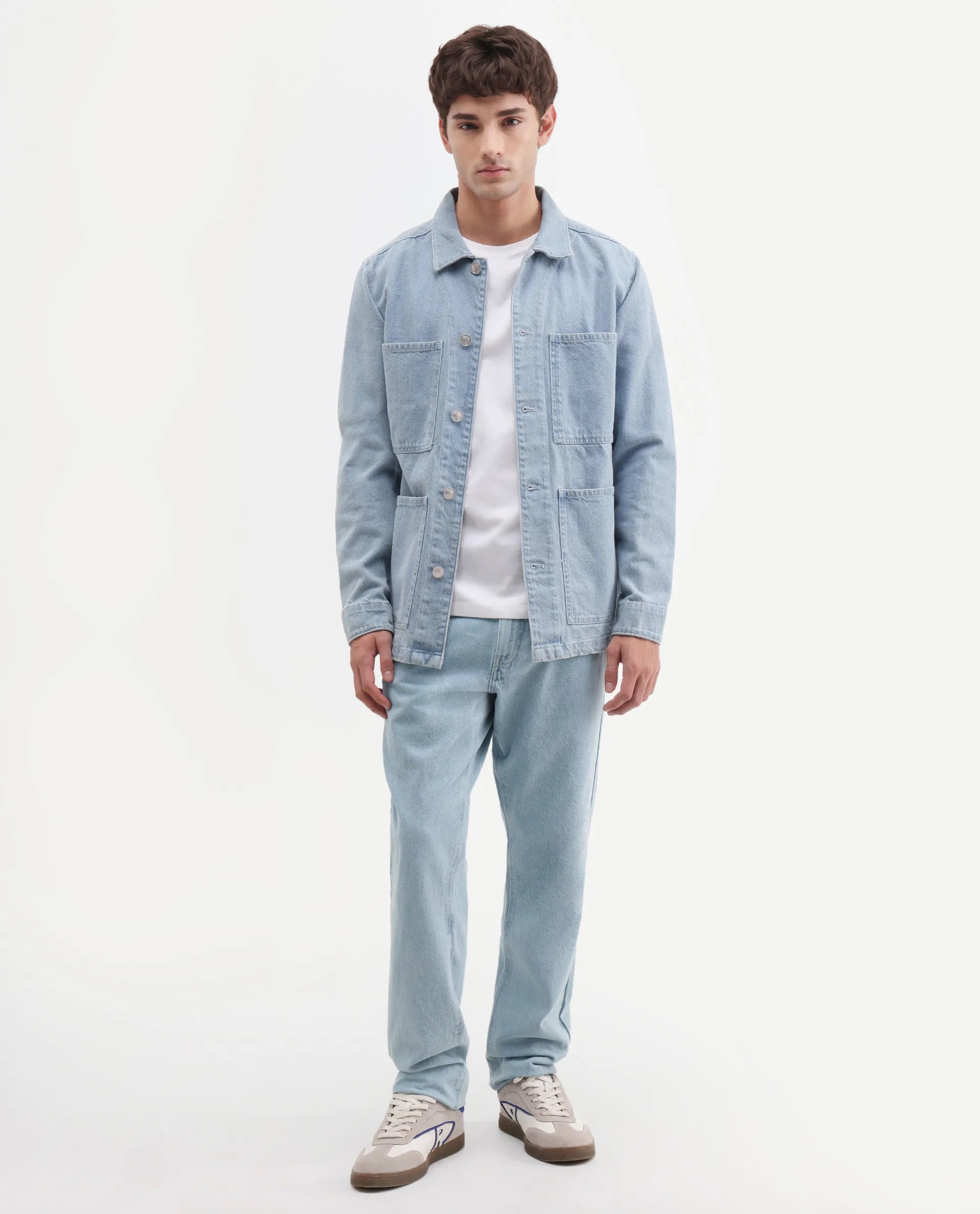 Rare Rabbit Men's Krix Light Blue Cotton Fabric Shank And Zipper Morris Regular Plain Jeans