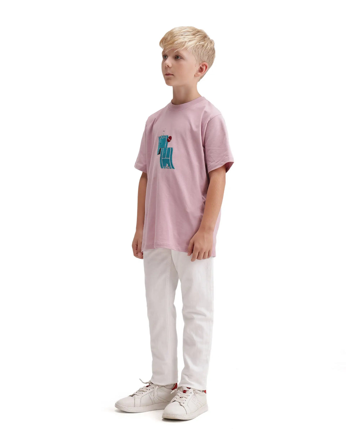 Rare Ones Kids Kito White Cotton Blend Fabric Button And Zip Closure Slim Fit Plain Jeans