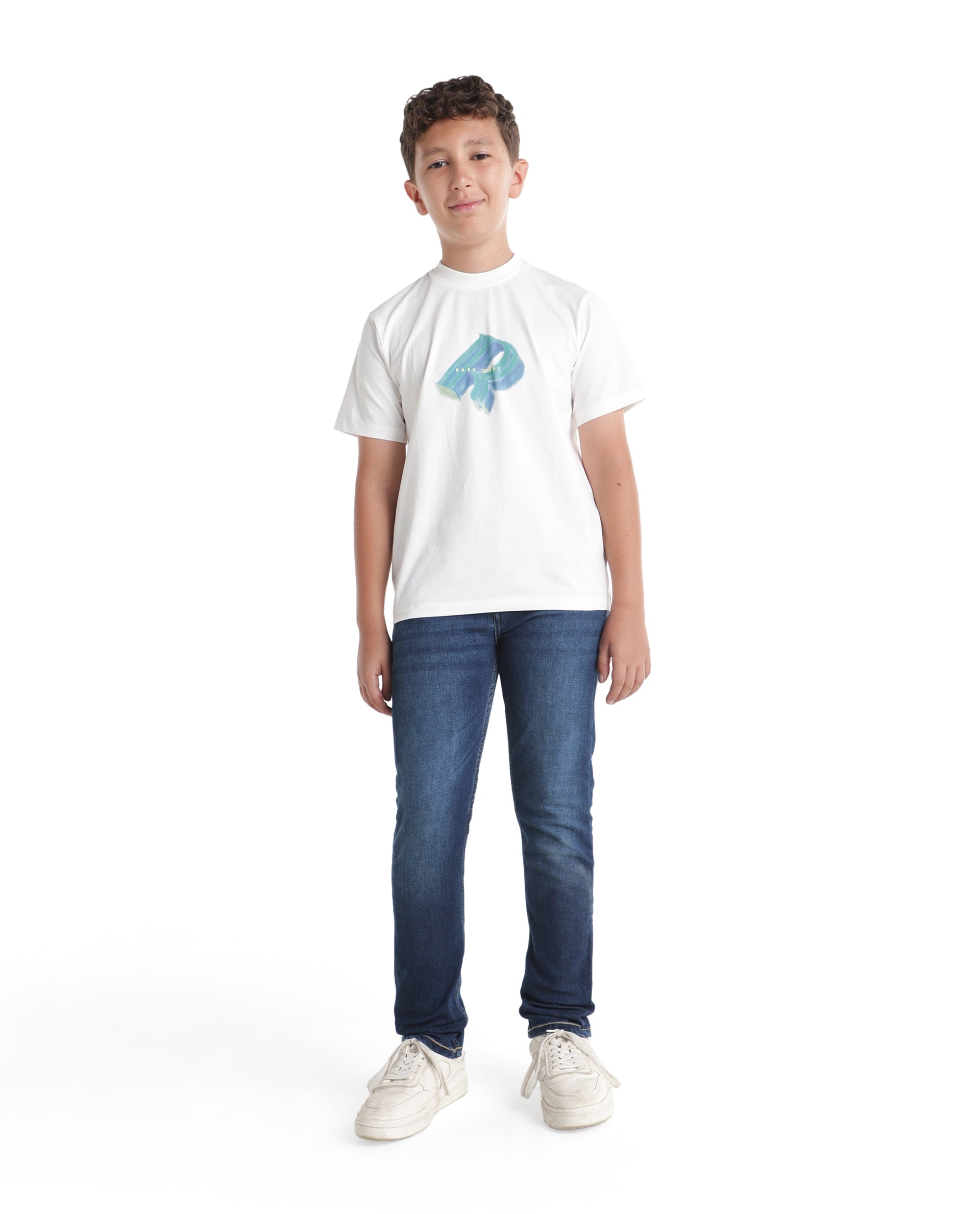 Rare Ones Kids Betz-2 Light Blue Cotton Blend Fabric Button And Zip Closure Slim Fit Plain Jeans