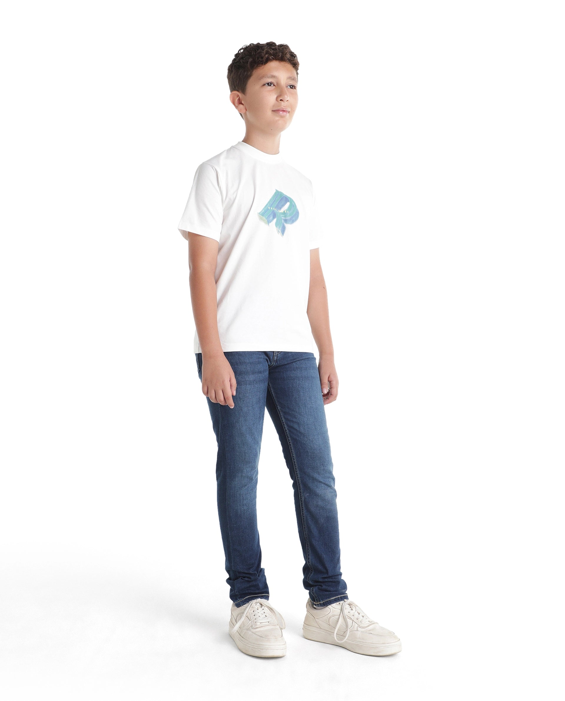 Rare Ones Kids Betz-2 Light Blue Cotton Blend Fabric Button And Zip Closure Slim Fit Plain Jeans
