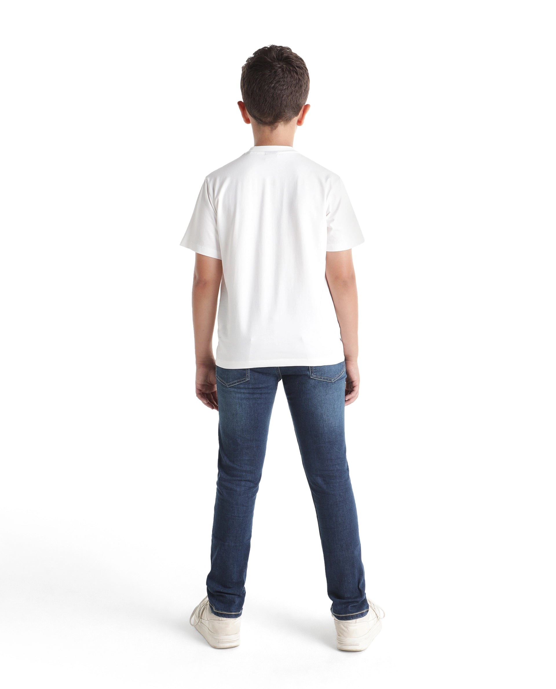 Rare Ones Kids Betz-2 Light Blue Cotton Blend Fabric Button And Zip Closure Slim Fit Plain Jeans