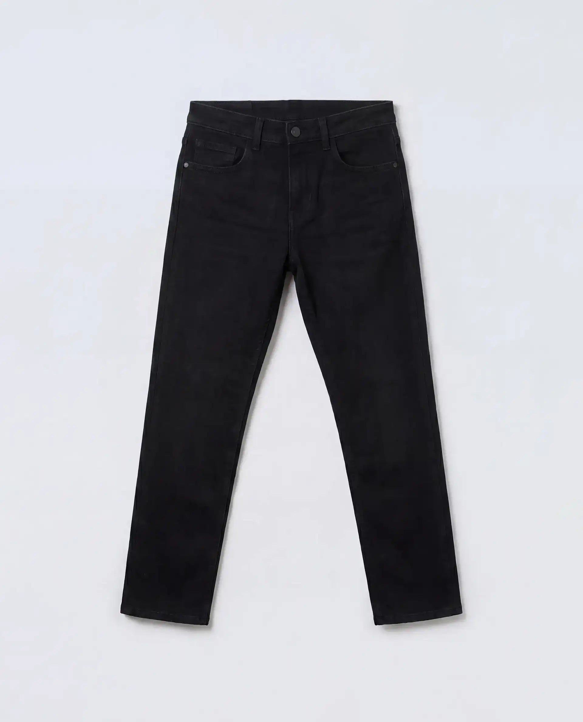 Rare Ones Kids Kreto Black Cotton Blend Fabric Button And Zipper Closure Slim Fit Jeans
