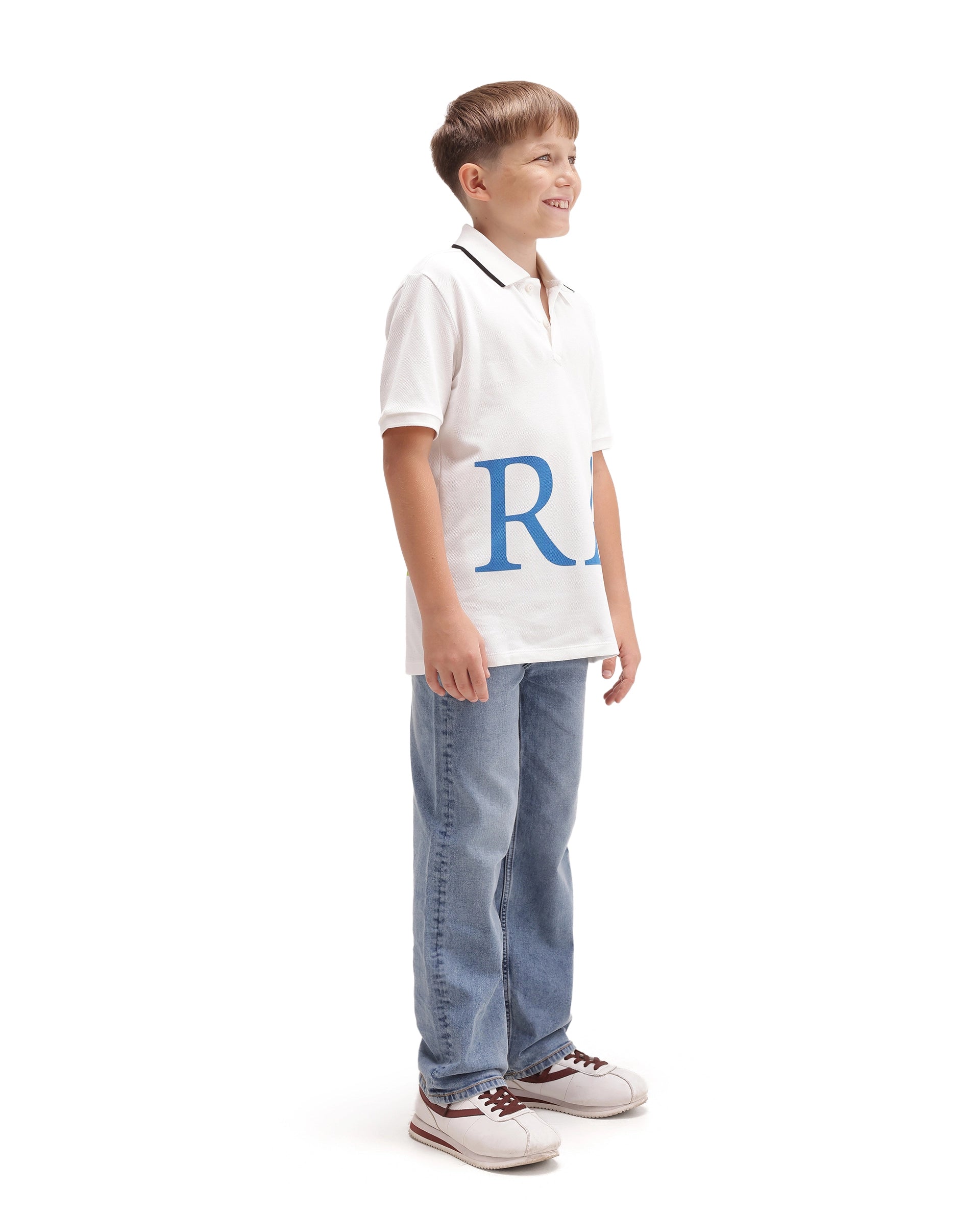 Rare Ones Kids Yogo Light Blue Cotton Blend Fabric Button And Zip Closure Relaxed Fit Plain Jeans