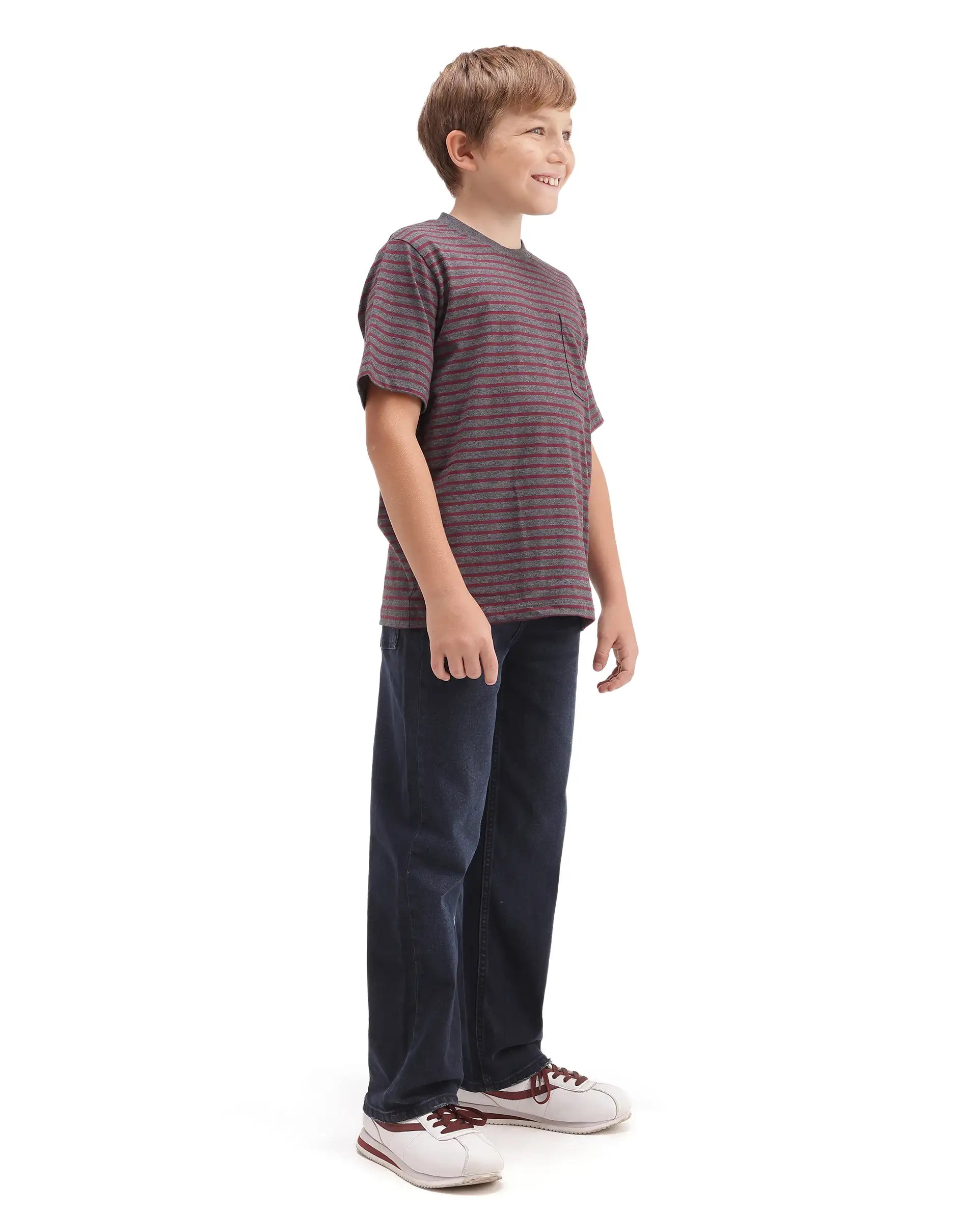 Rare Ones Kids Relo Dark Navy Cotton Blend Fabric Button And Zipper Closure Relaxed Plain Jeans