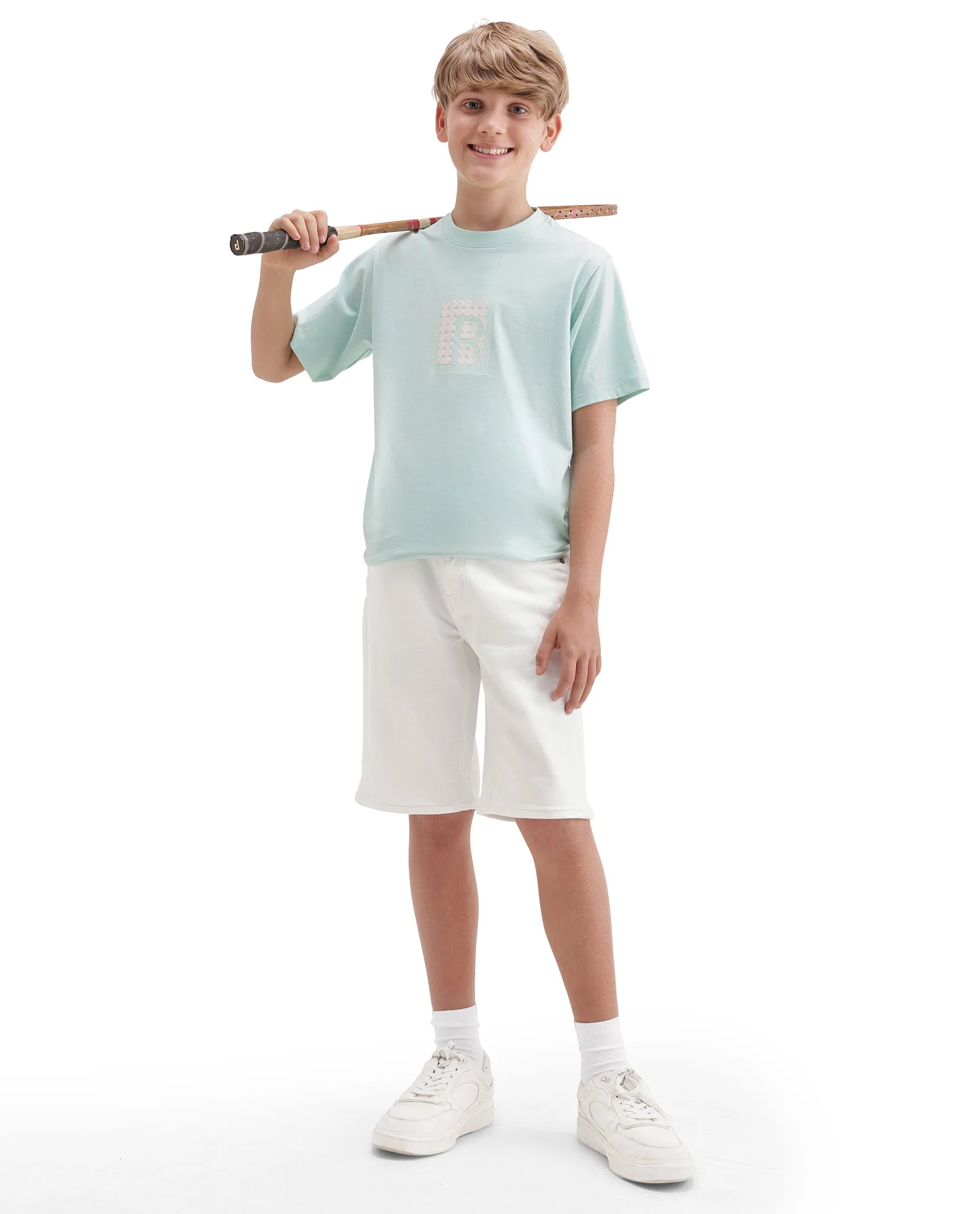 Rare Ones Kids Siro White Cotton Blend Fabric Button And Zipper Closure Regular Plain Shorts