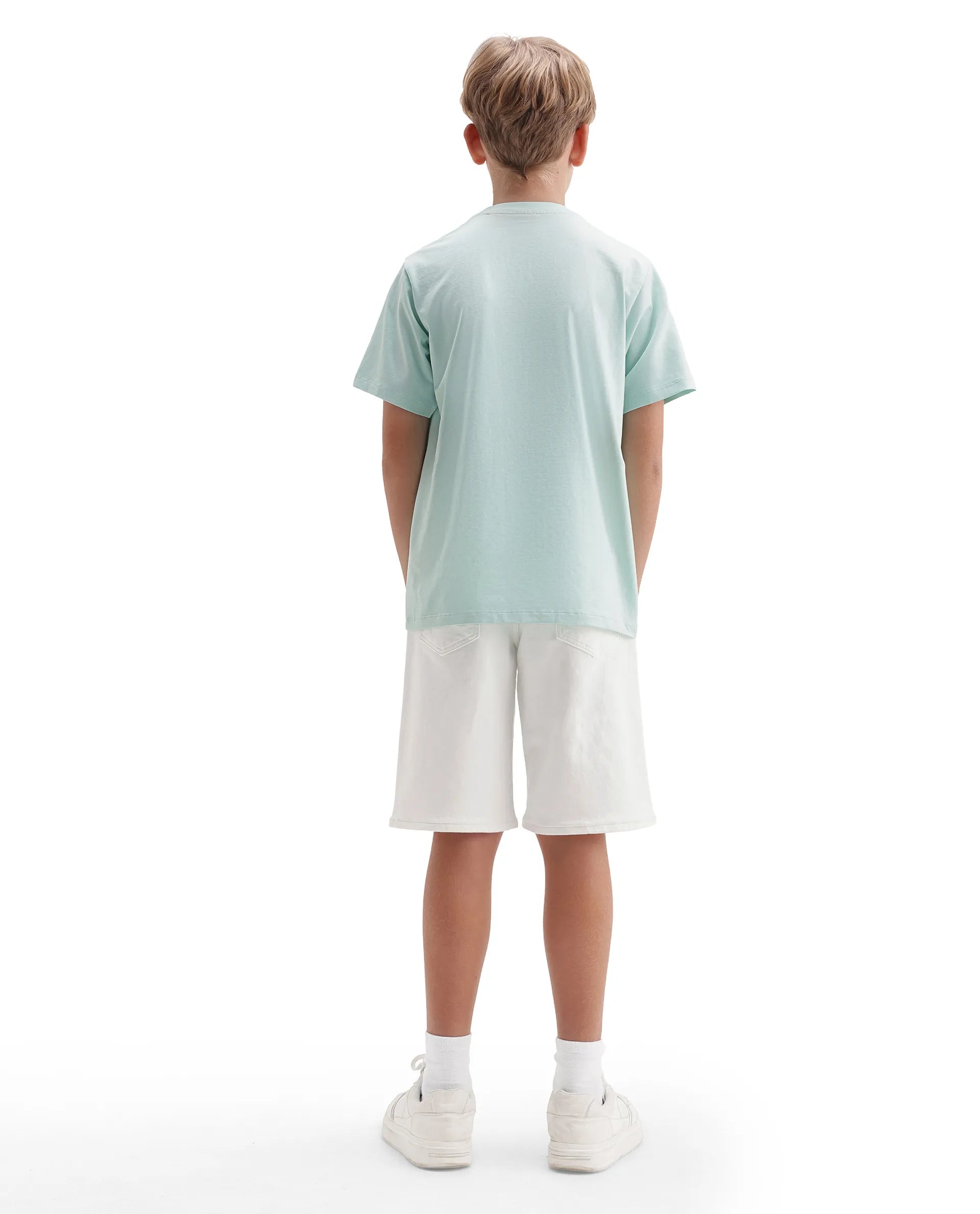 Rare Ones Kids Siro White Cotton Blend Fabric Button And Zipper Closure Regular Plain Shorts