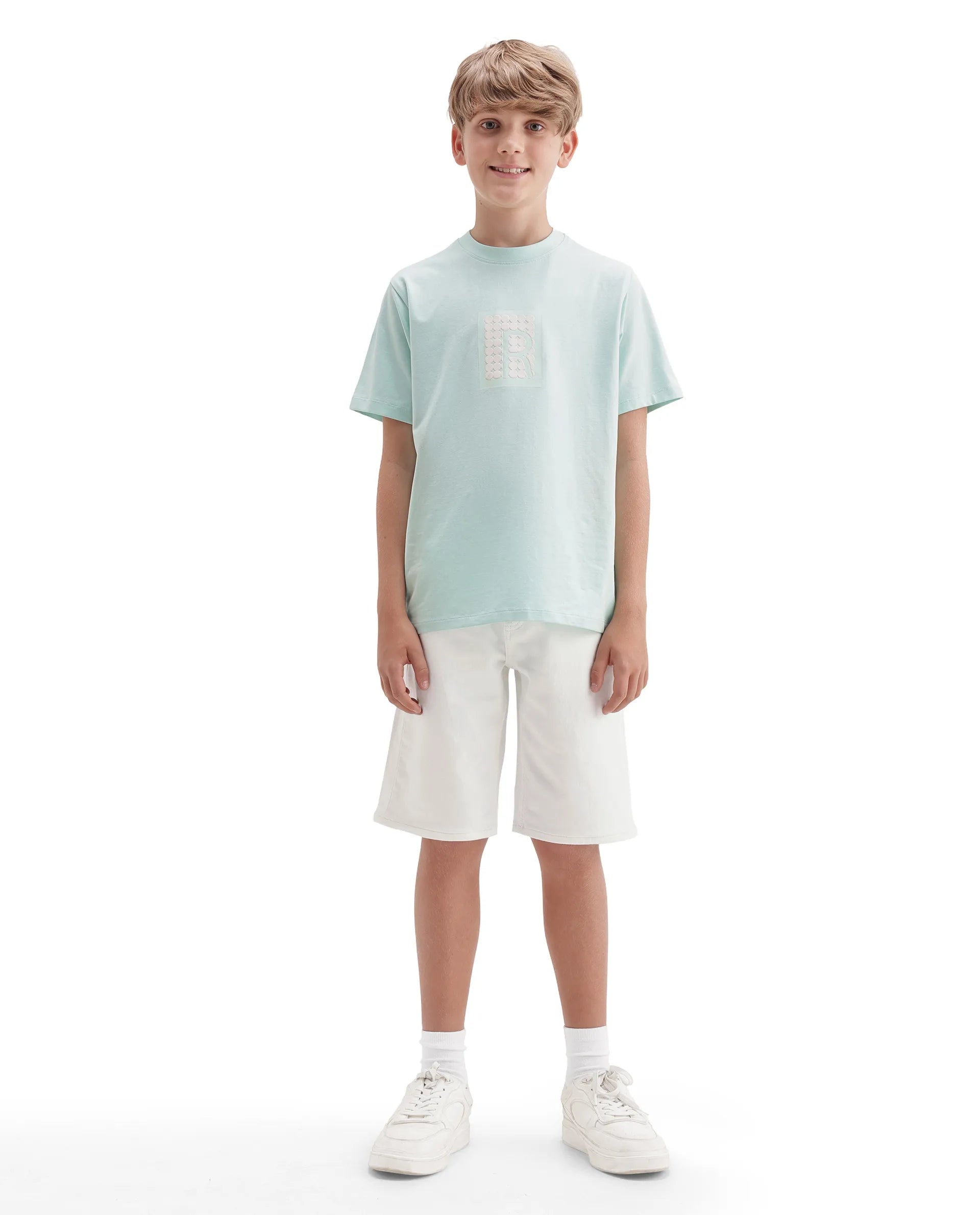 Rare Ones Kids Siro White Cotton Blend Fabric Button And Zipper Closure Regular Plain Shorts