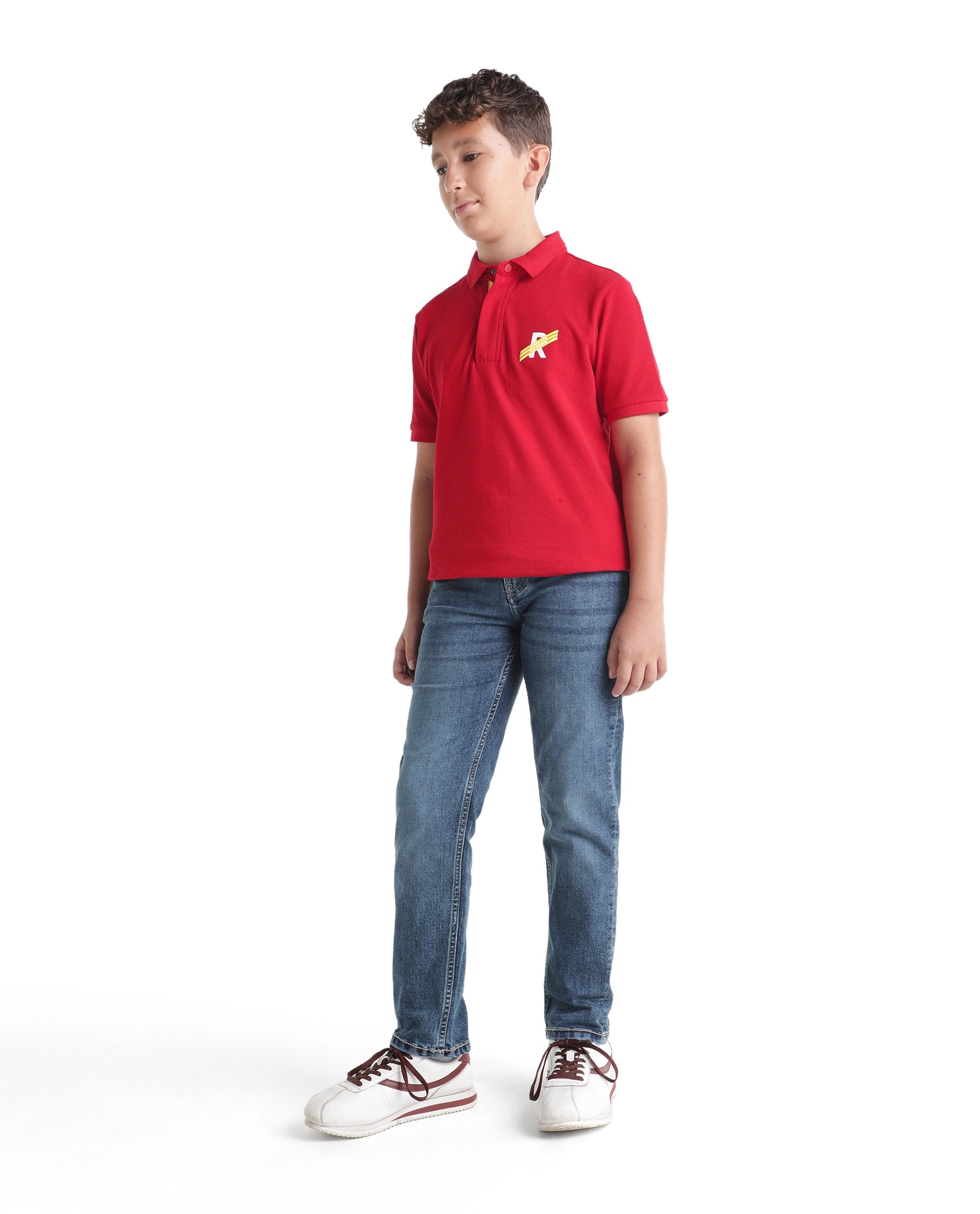 Rare Ones Kids Waxo-2 Light Blue Cotton Blend Fabric Button And Zip Closure Regular Fit Plain Jeans
