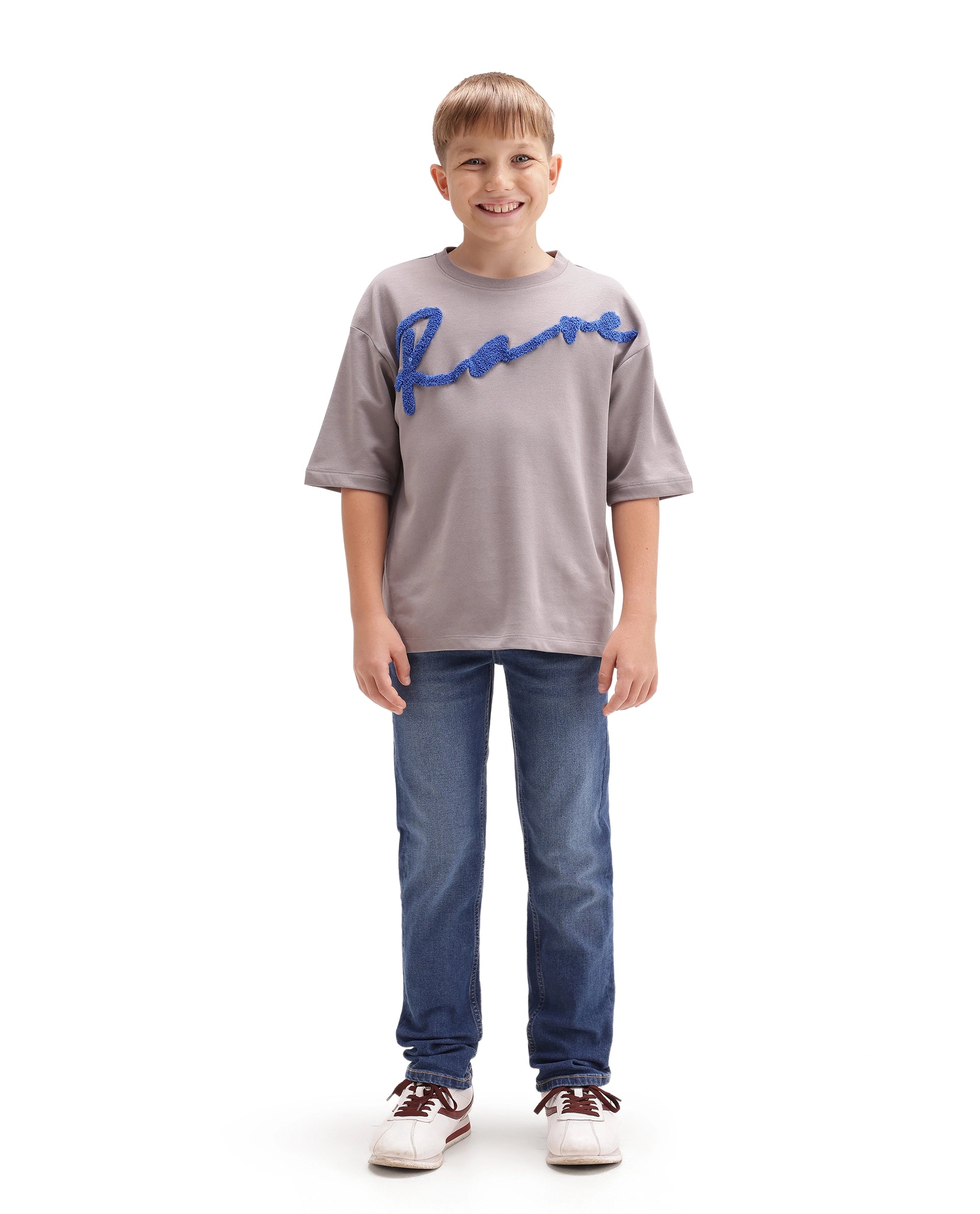 Rare Ones Kids Livo Light Blue Cotton Blend Fabric Drawstring Closure Regular Fit Plain Jeans