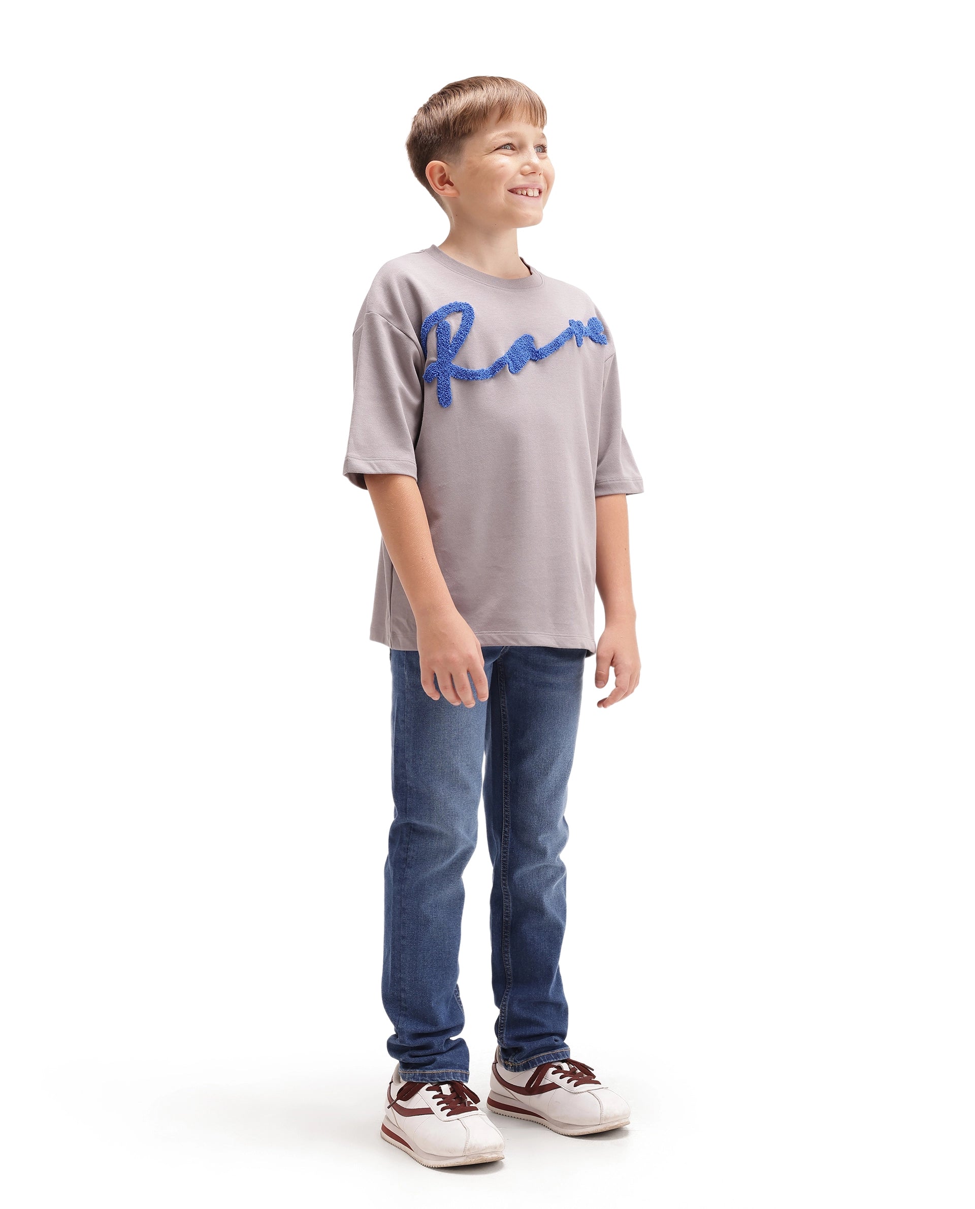 Rare Ones Kids Livo Light Blue Cotton Blend Fabric Drawstring Closure Regular Fit Plain Jeans