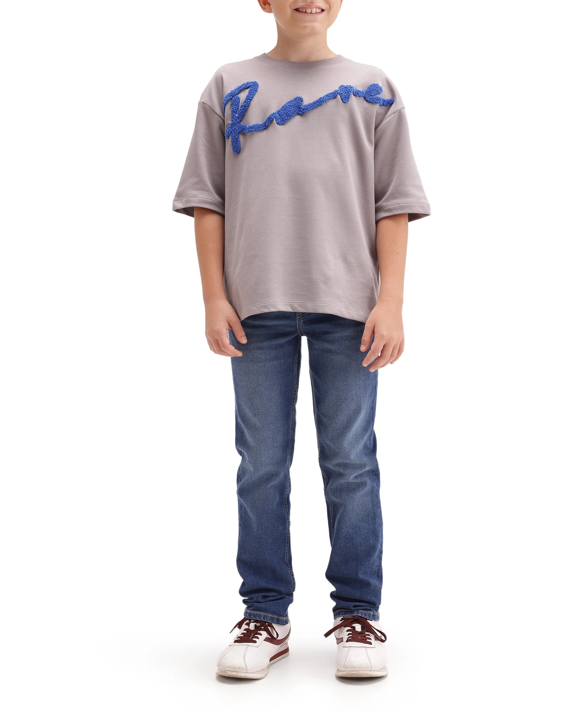Rare Ones Kids Livo Light Blue Cotton Blend Fabric Drawstring Closure Regular Fit Plain Jeans