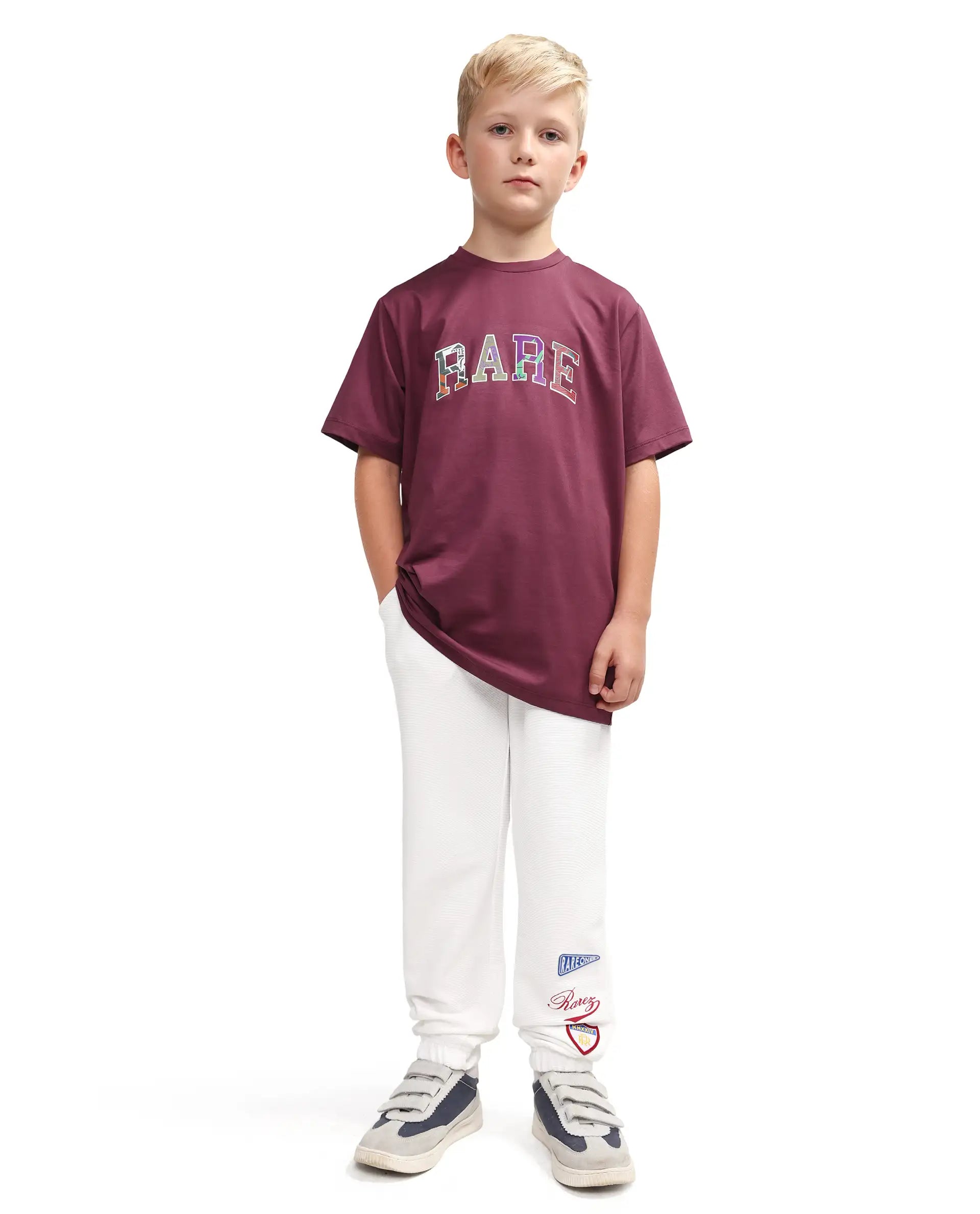 Rare Ones Kids Lando Off White Cotton Blend Fabric Drawstring Closure Jogger Fit Track Pant