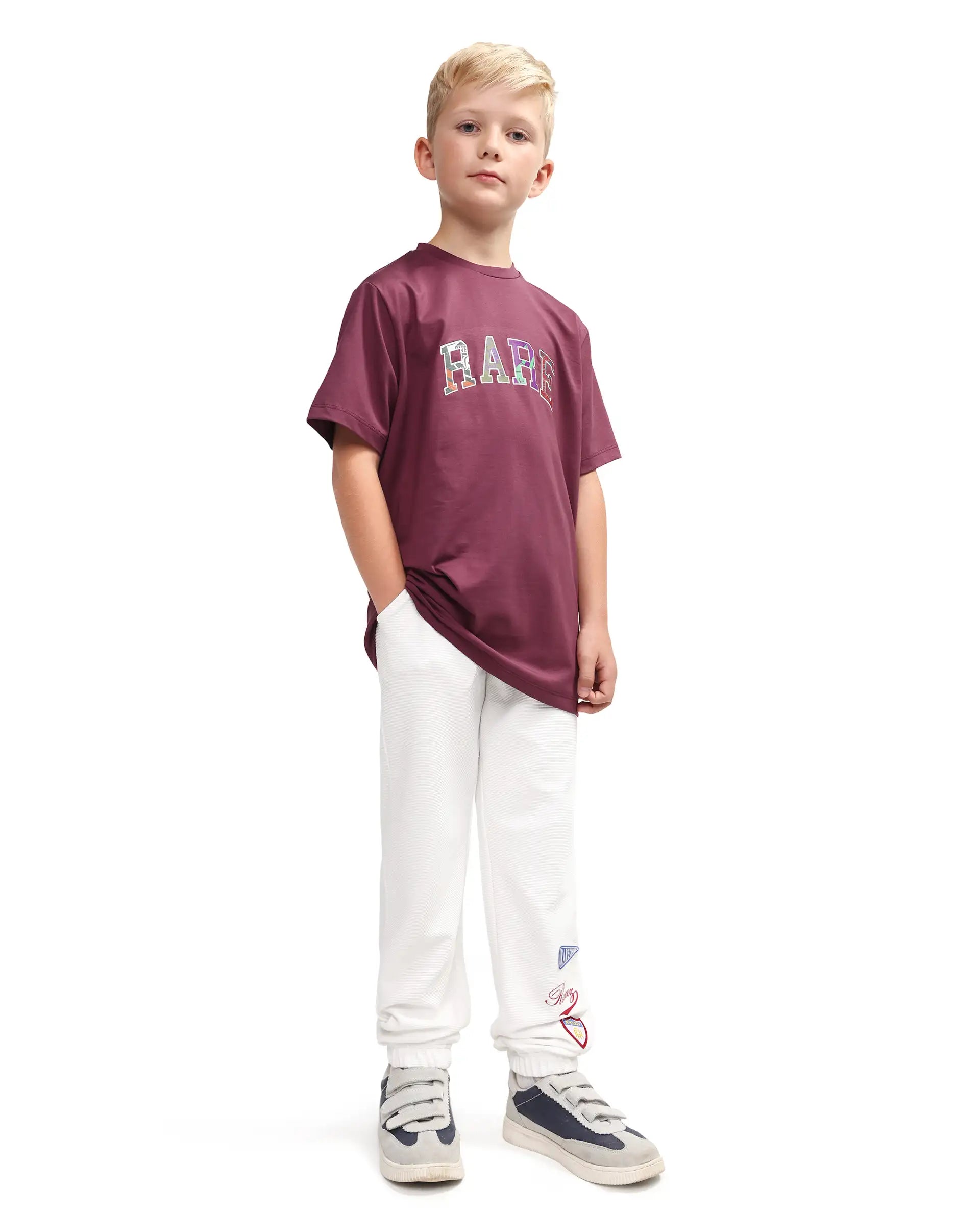 Rare Ones Kids Lando Off White Cotton Blend Fabric Drawstring Closure Jogger Fit Track Pant