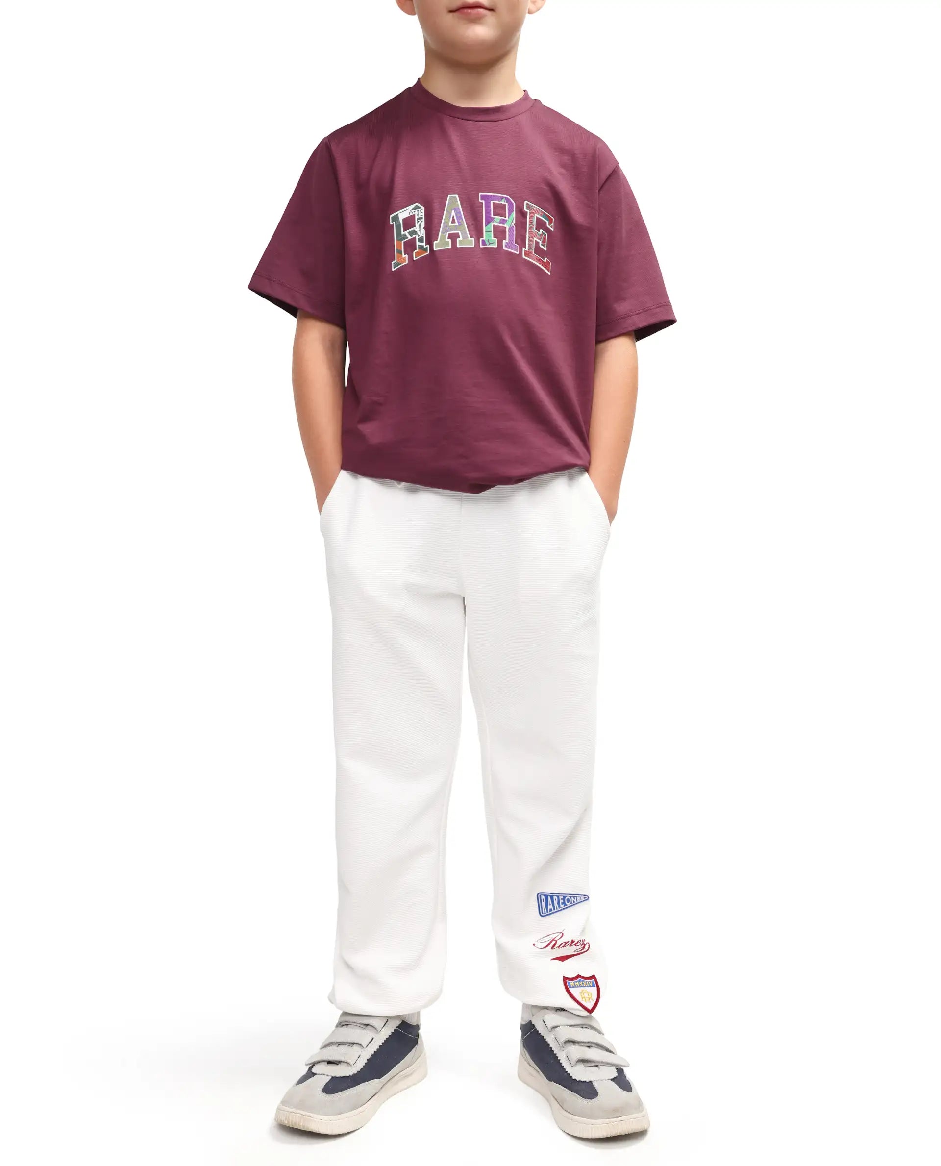 Rare Ones Kids Lando Off White Cotton Blend Fabric Drawstring Closure Jogger Fit Track Pant