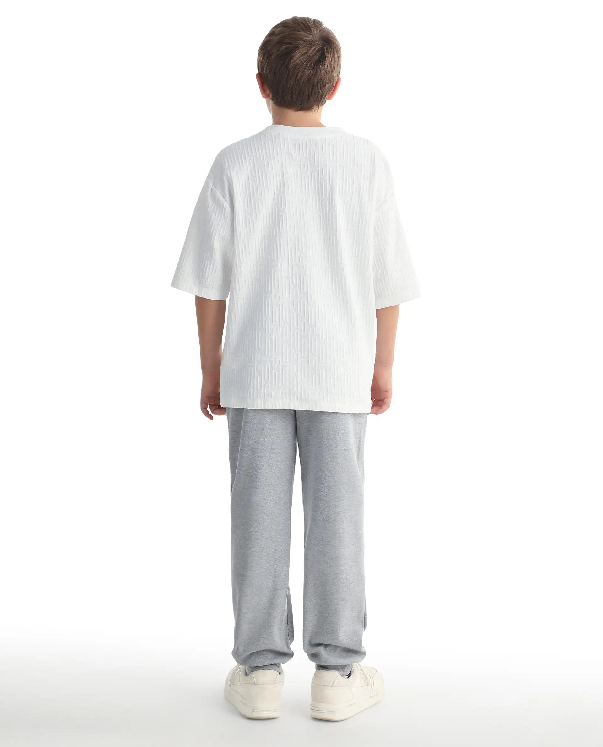Rare Ones Kids Risto Melange Grey Cotton Blend Fabric Drawstring Closure Jogger Fit Track Pant