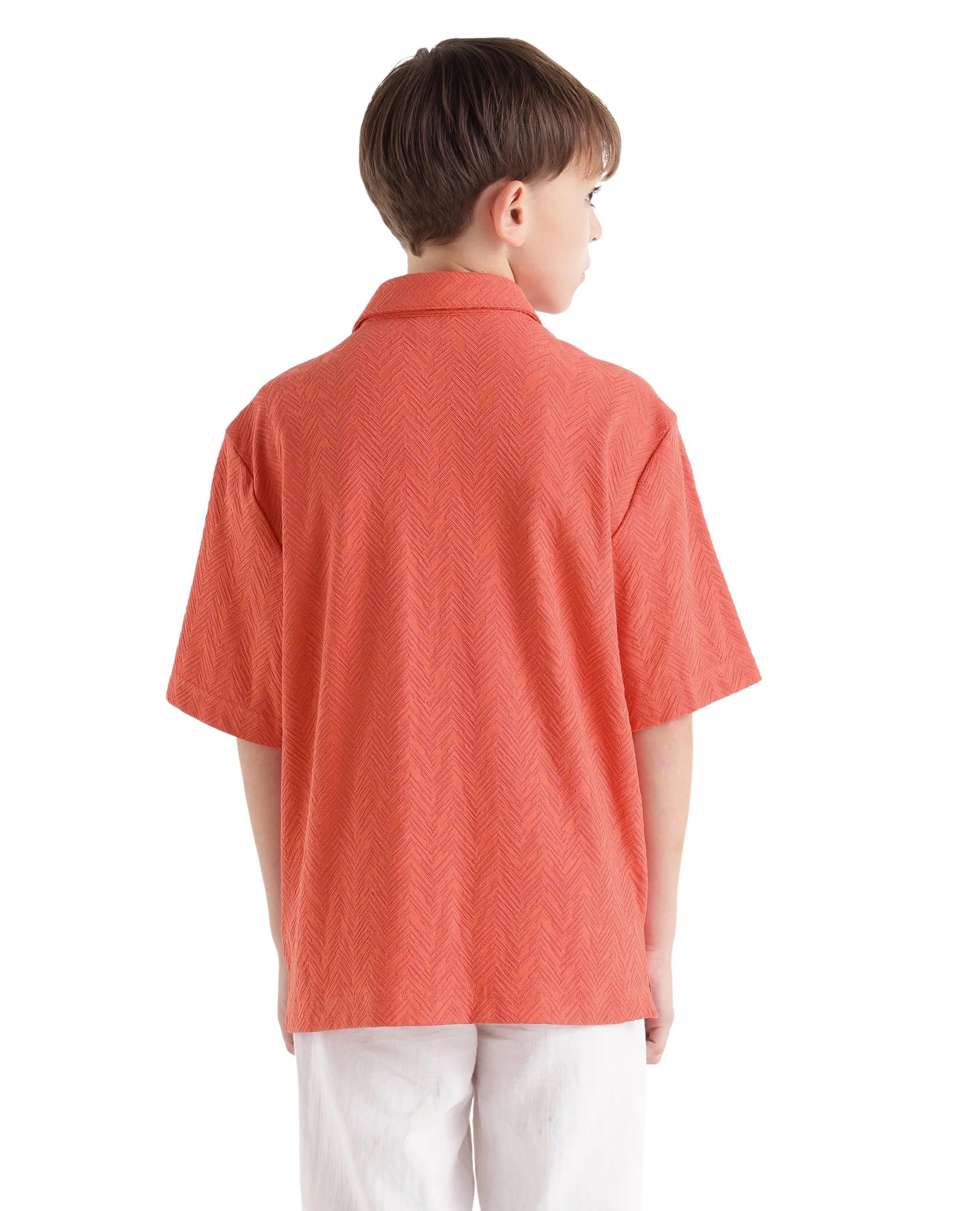 Rare Ones Kids Julius-S Rust Cotton Blend Fabric Button Closure Regular Fit Shirt