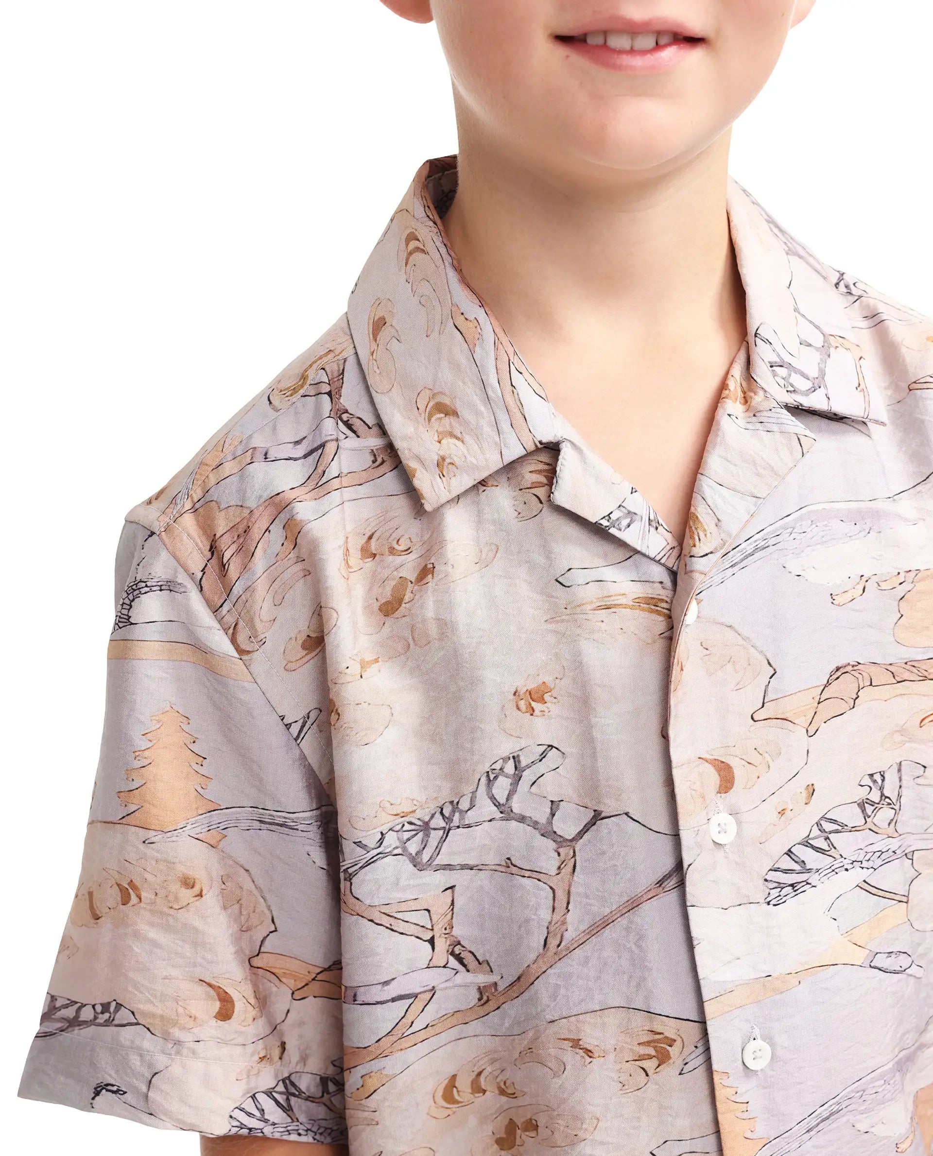 Rare Ones Kids Zeno Light Purple Viscose Blend Fabric Button Closure Boxy Fit Shirt