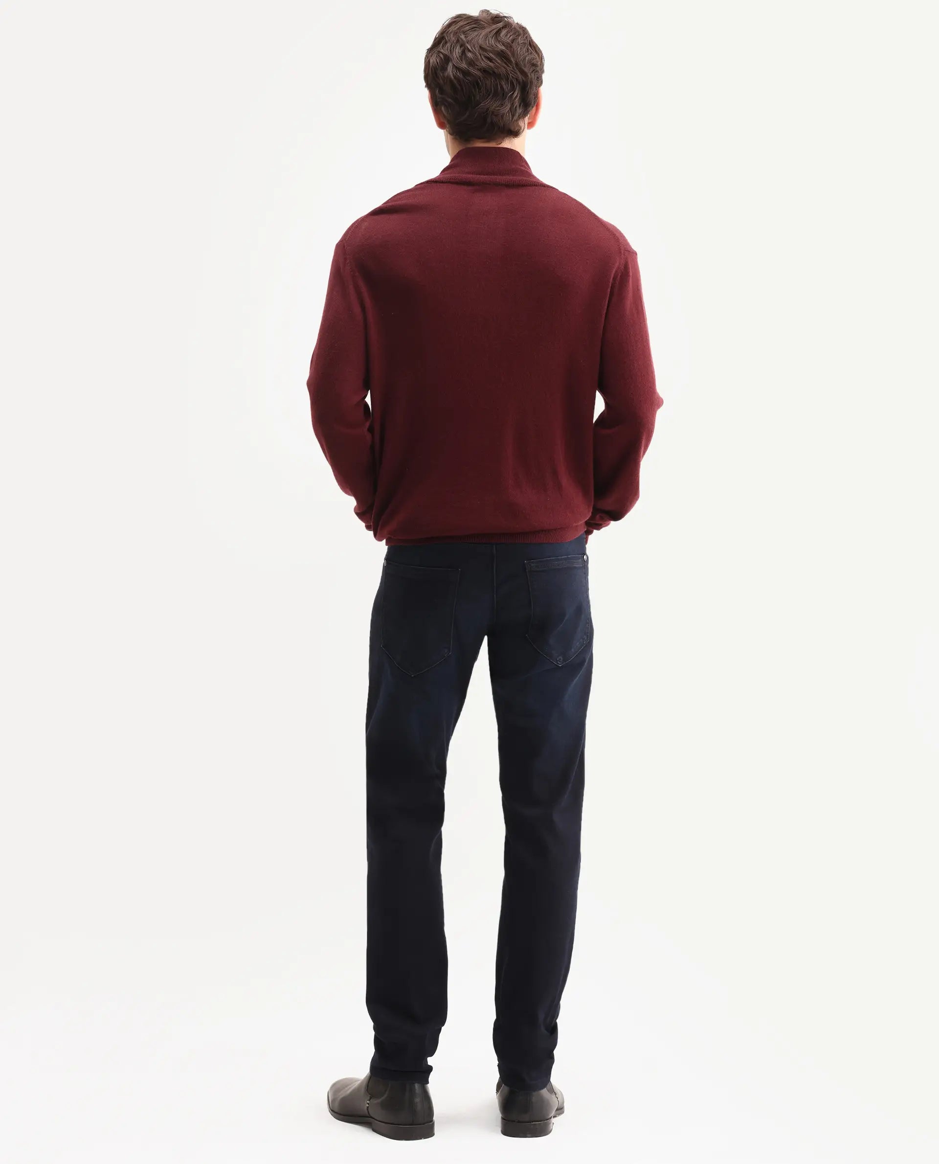 Rare Rabbit Men's Victo 26 Dark Blue Cotton Blend Fabric Shank And Zipper Hawk Slim Plain Jeans
