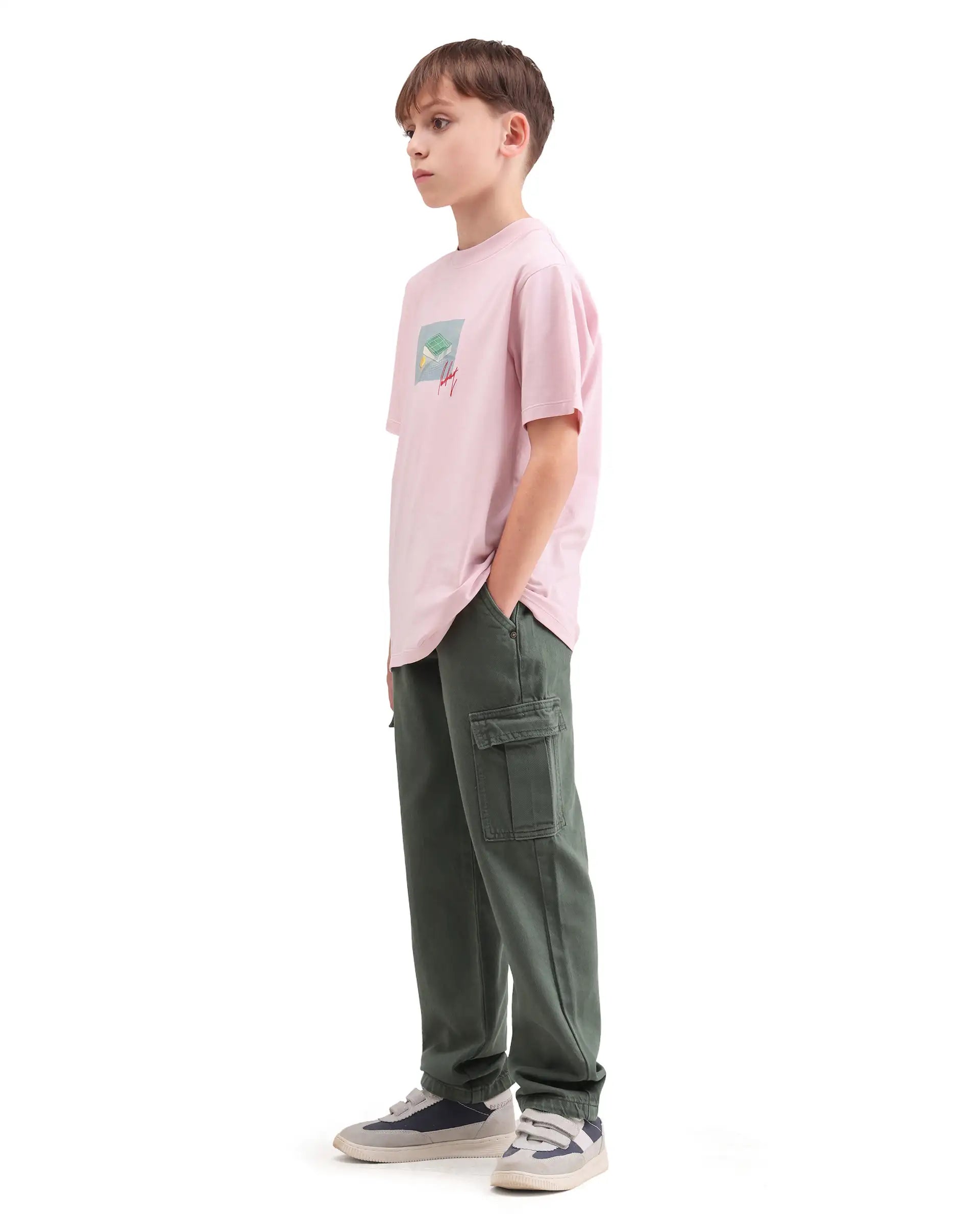 Rare Ones Kids Arrow-4 Green Cotton Fabric Zipper Closure Relaxed Fit Jeans
